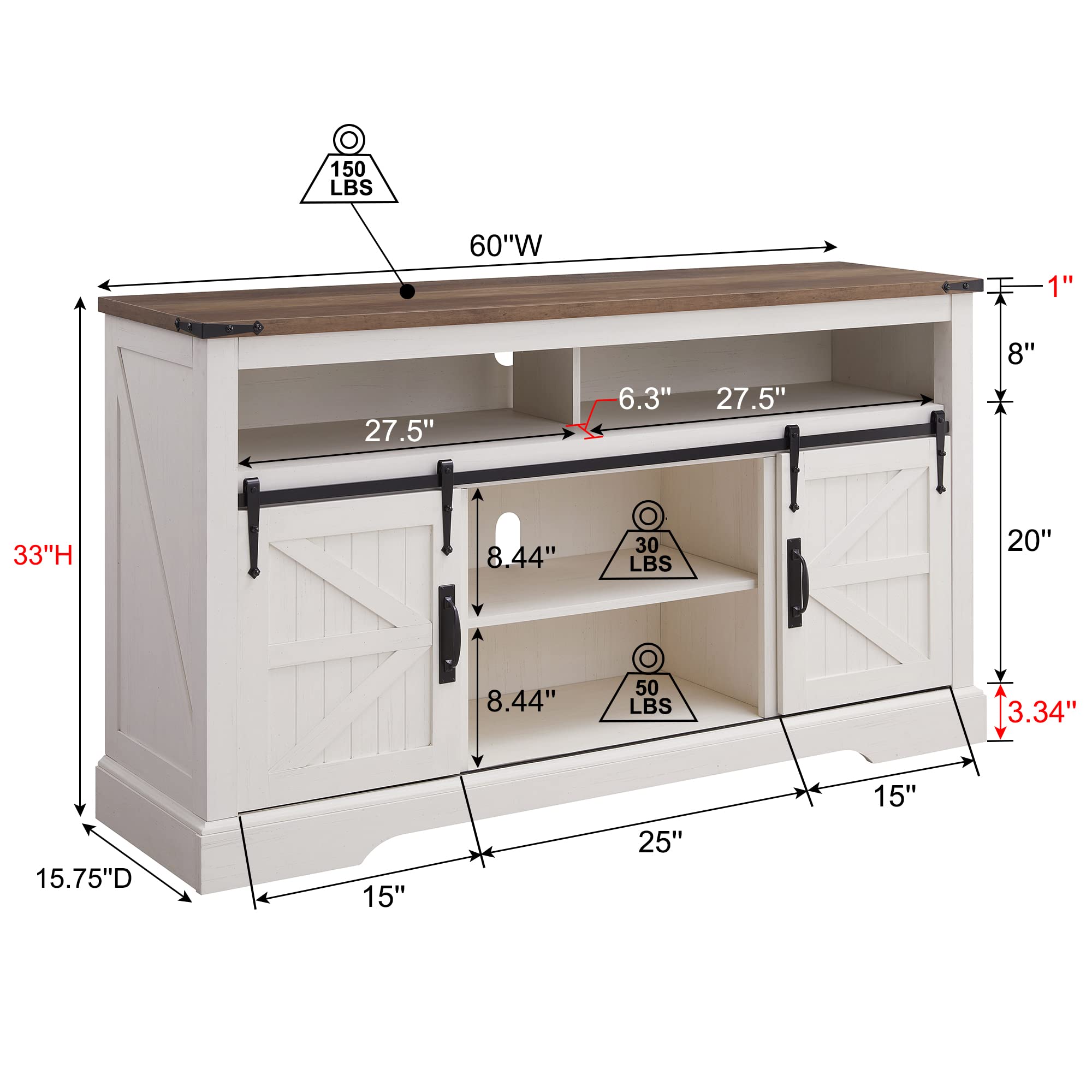 OKD Farmhouse TV Stand for 65+ Inch TVs - 33