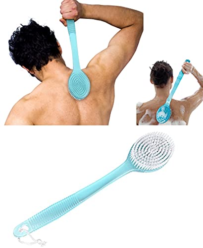 Premium Soft Bristle Body Brush with Long Handle - Exfoliating & Massage Tool for Women & Men (Random Color) - Perfect for Dry Brushing, Back Scrubbing & Lymphatic Drainage