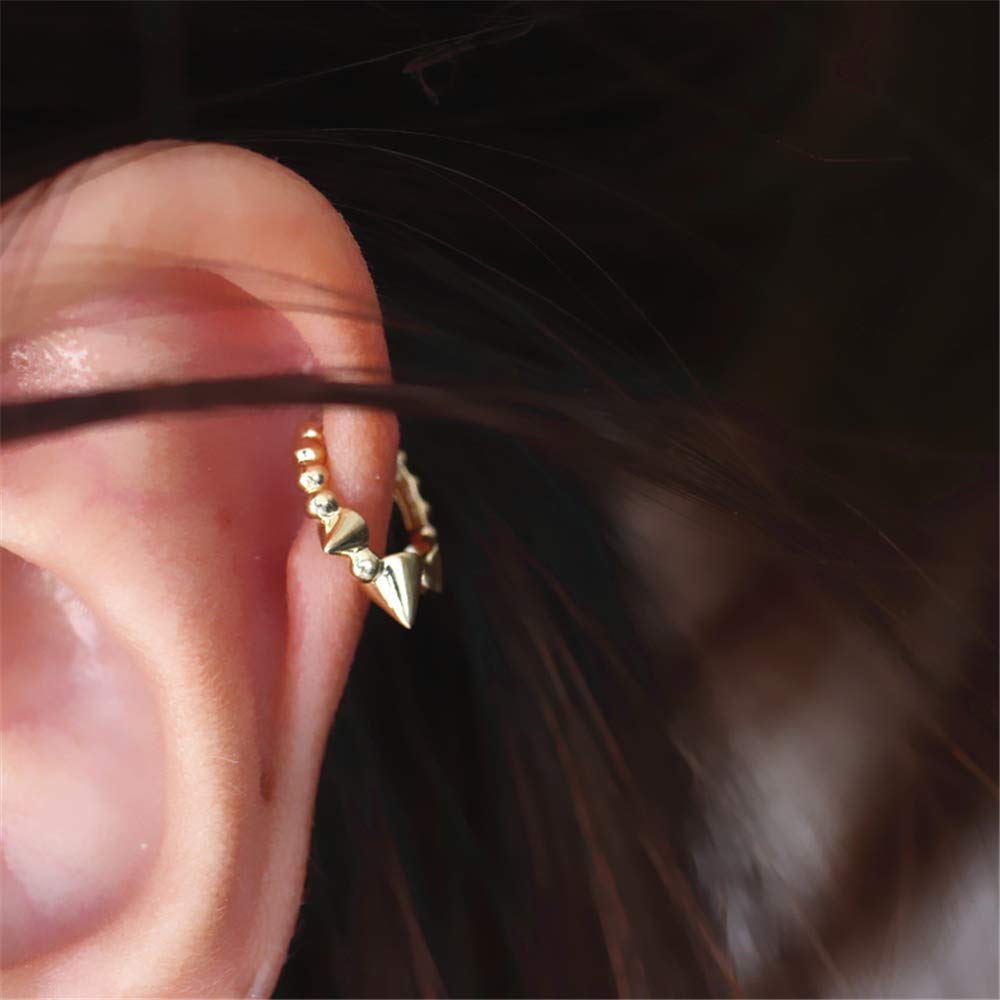 Punk Ball Bead Spikes Stud Small Hoop Earrings for Women & Teen Girls - 925 Sterling Silver Mini Dot Charms Huggie Hoops - Cuff Cartilage Stud Tragus Helix Wrap Earrings - Rock Fashion Jewelry for Parties, Concerts & Daily Wear