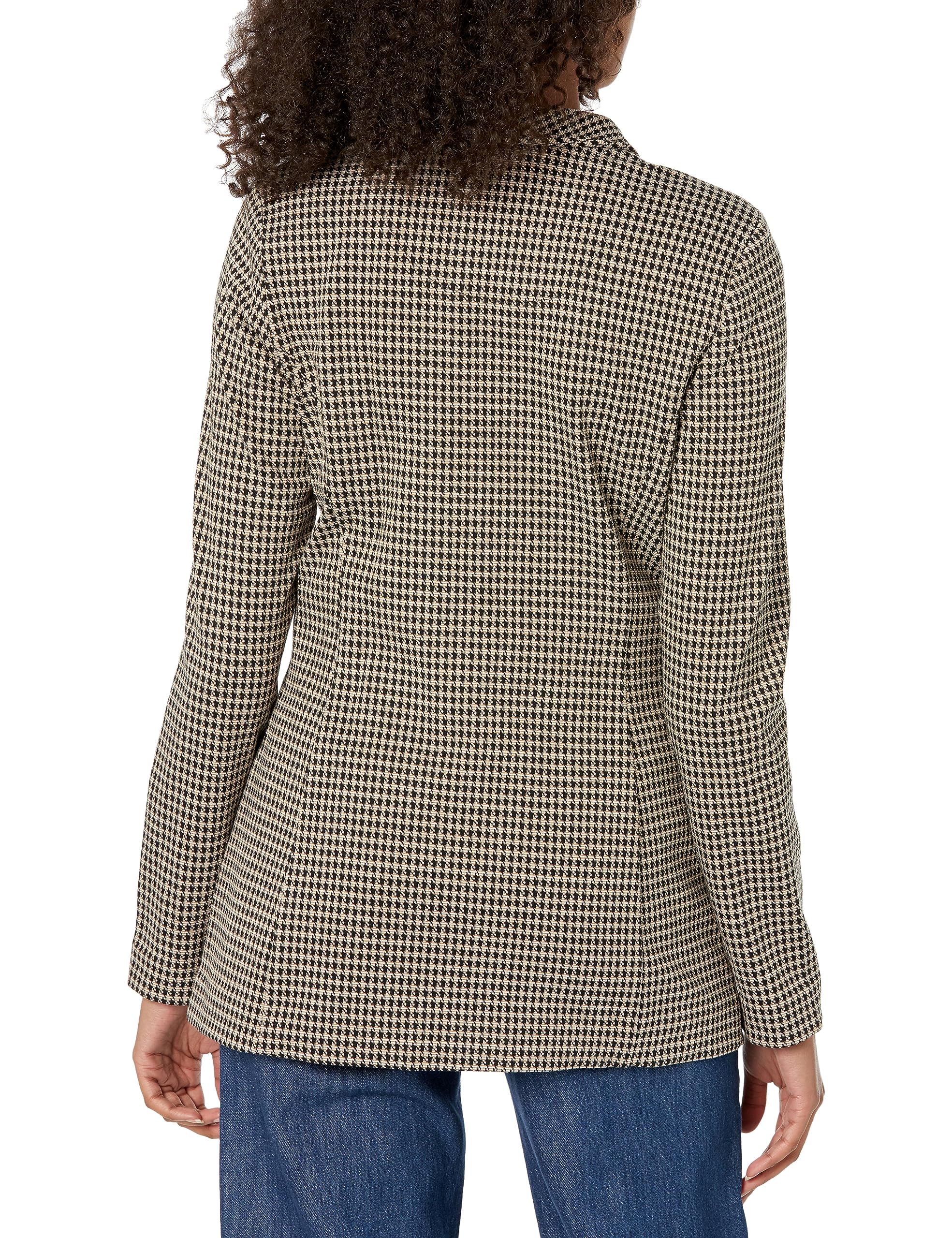 Tommy Hilfiger Women's Slim Fit Plaid Blazer Jacket - Single Button Long Tailored Blazer for Office, Business & Formal Occasions