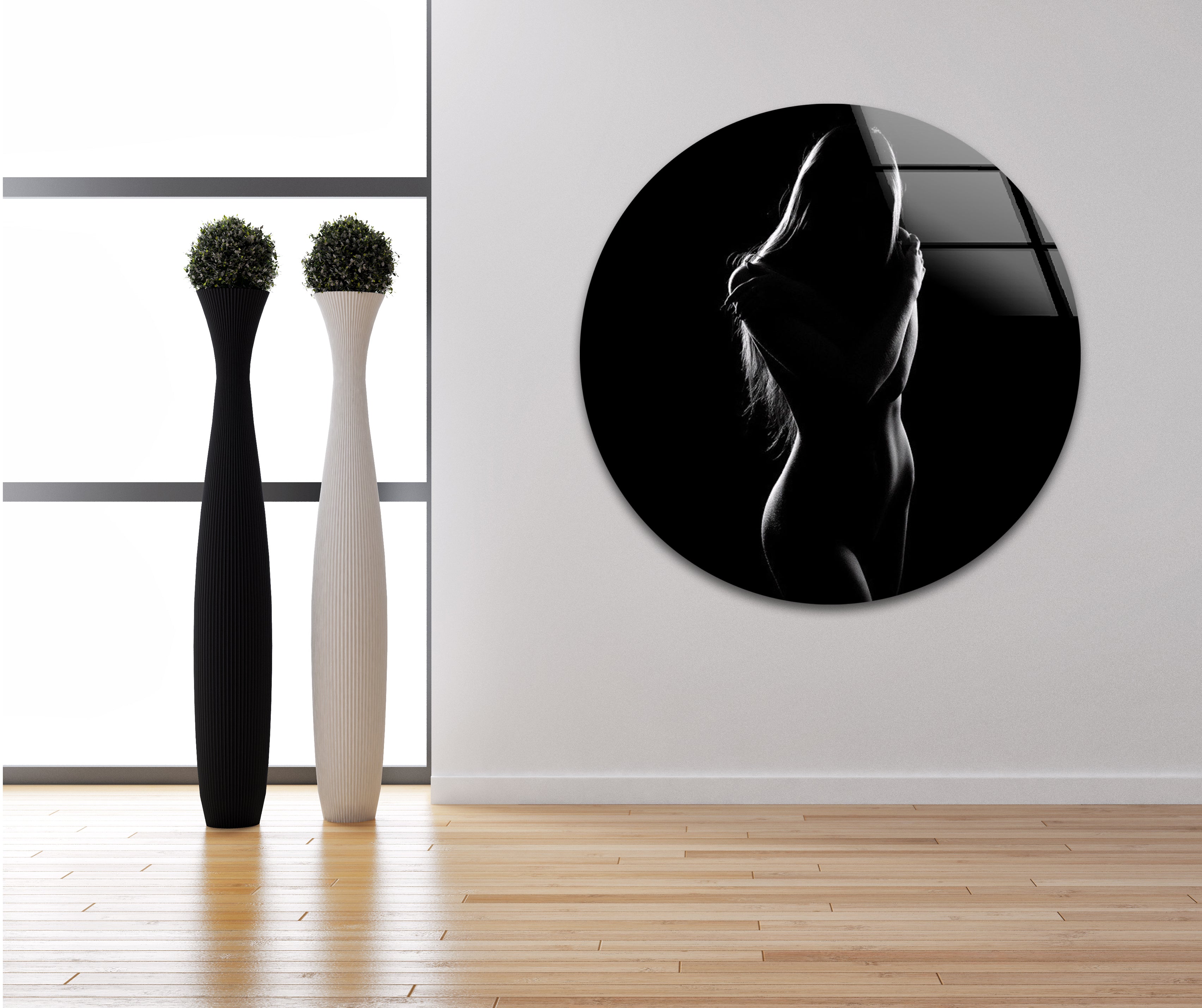 Elegant Black and White Erotic Glass Wall Art for Women - Sensual Home Decor for Bedroom, Living Room & Boudoir