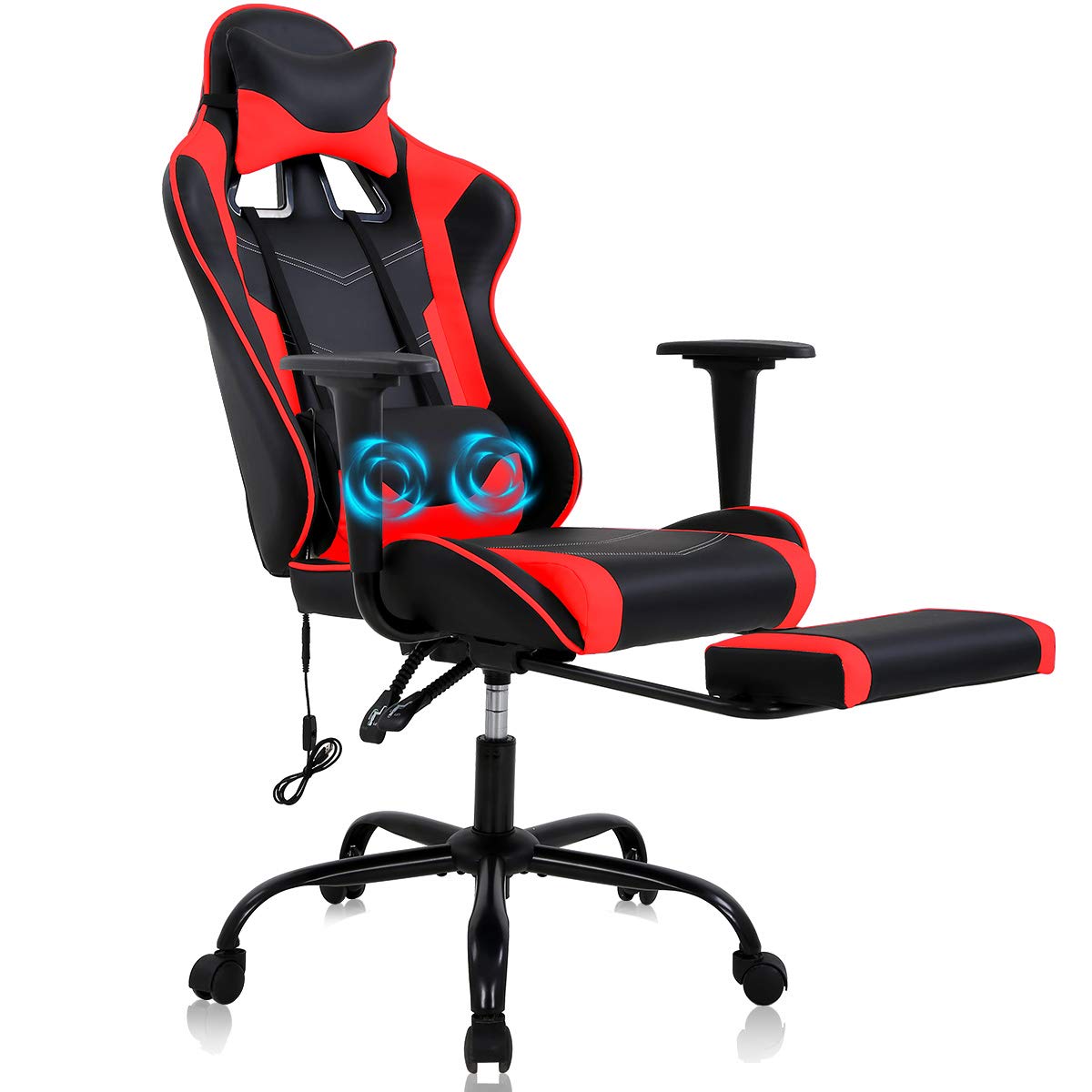 Premium Ergonomic Gaming & Office Chair - High Back PU Leather Executive Chair with Adjustable Lumbar Support & Headrest - Rolling Swivel Task Chair for Computer Desk - Red    Perfect for Home Office, Gaming Setup, or Professional Workspace - Comfortable & Supportive for Long Hours of Work or Play