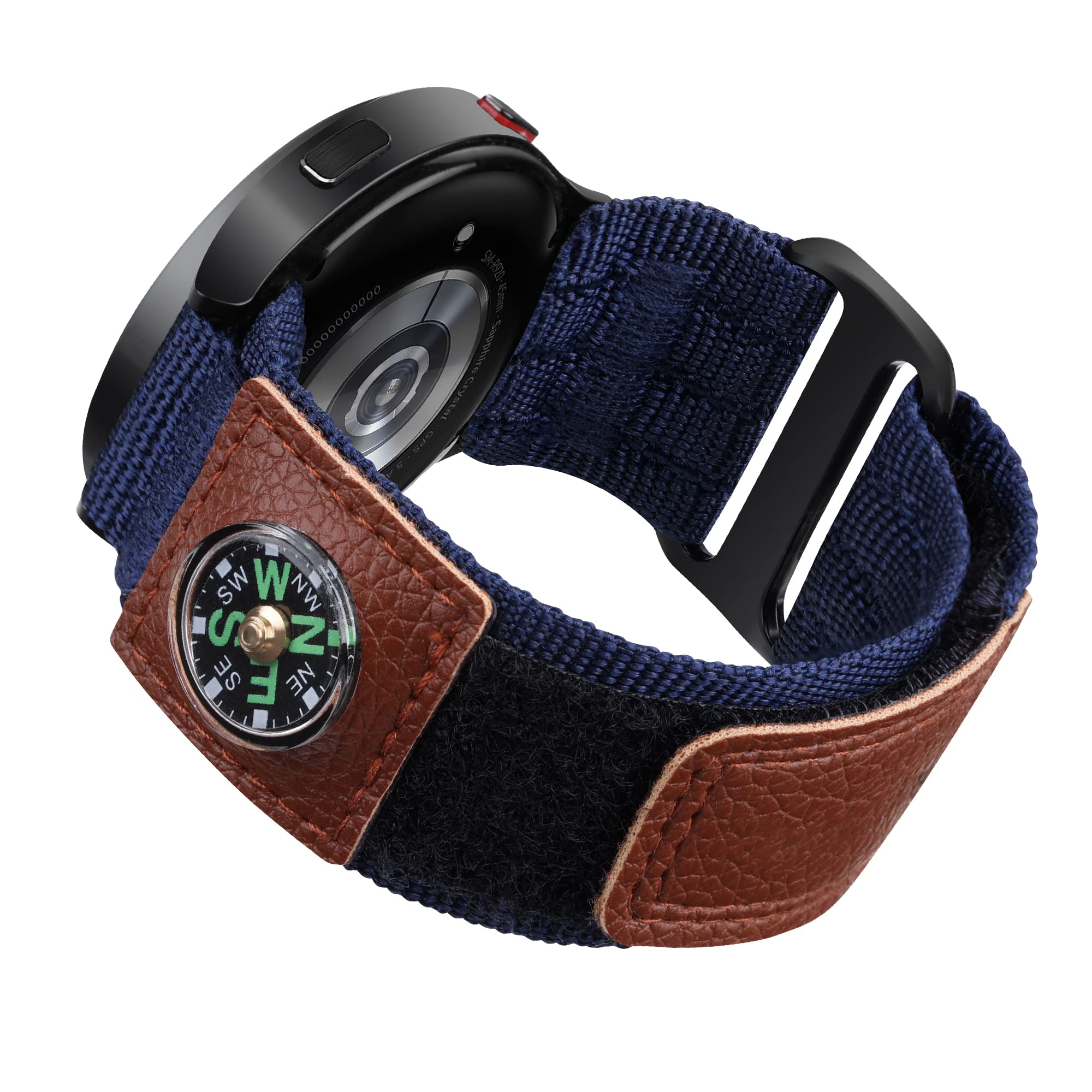 Compass Band for Samsung Galaxy Watch 5 Pro 45mm, Watch 4 & 5 40mm/44mm, Watch 4 Classic 42mm/46mm - 20mm Rugged Nylon Woven Loop Quick Release Strap for Men & Women | Perfect for Outdoor Sports, Hiking & Adventure Activities