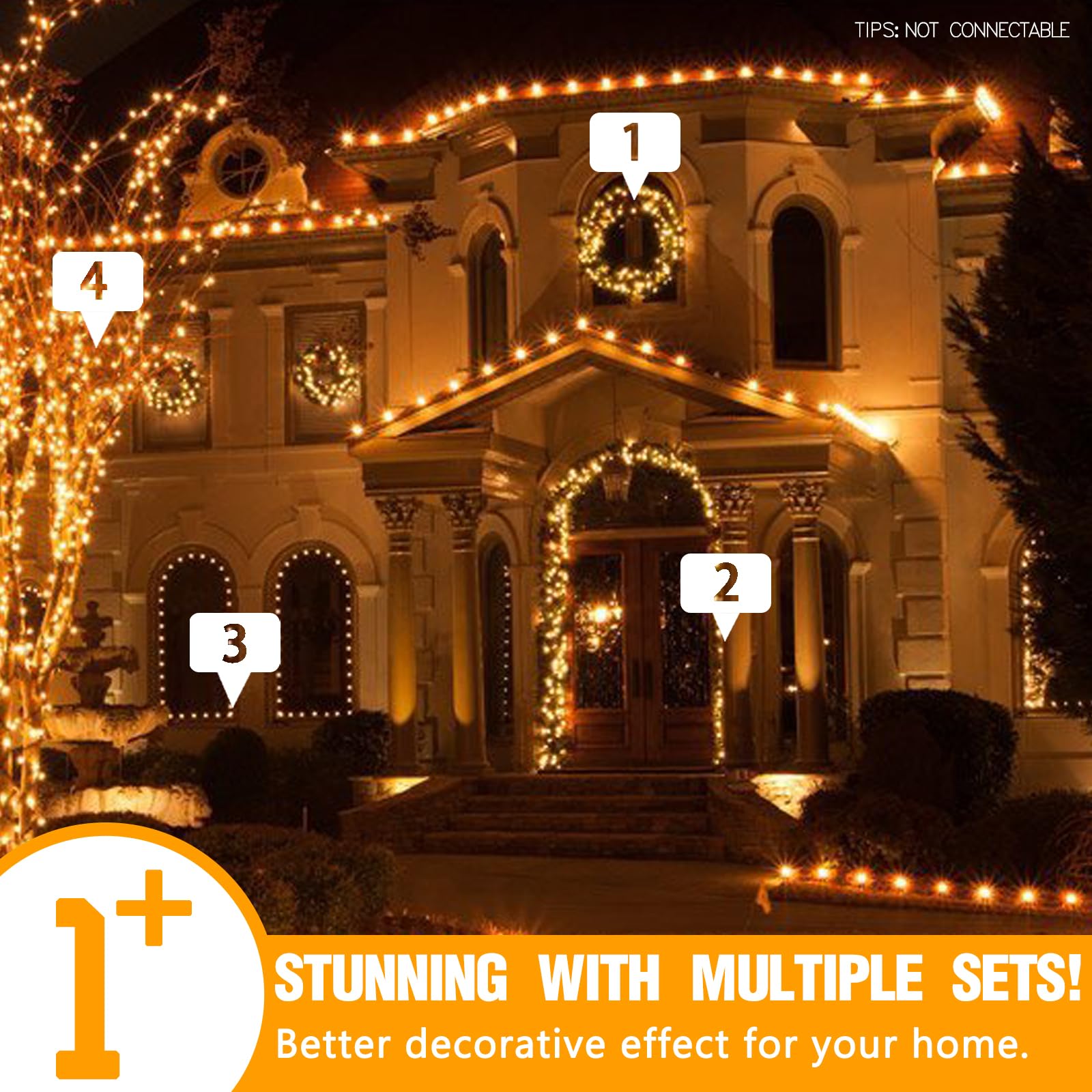 EAMBRITE 82 Ft 200 LED Christmas Lights with Music & Motion Sensor - Warm White Outdoor String Lights for Christmas Tree, Party, Patio, Garden Decor - Perfect for Holiday, Wedding, and Home Decoration