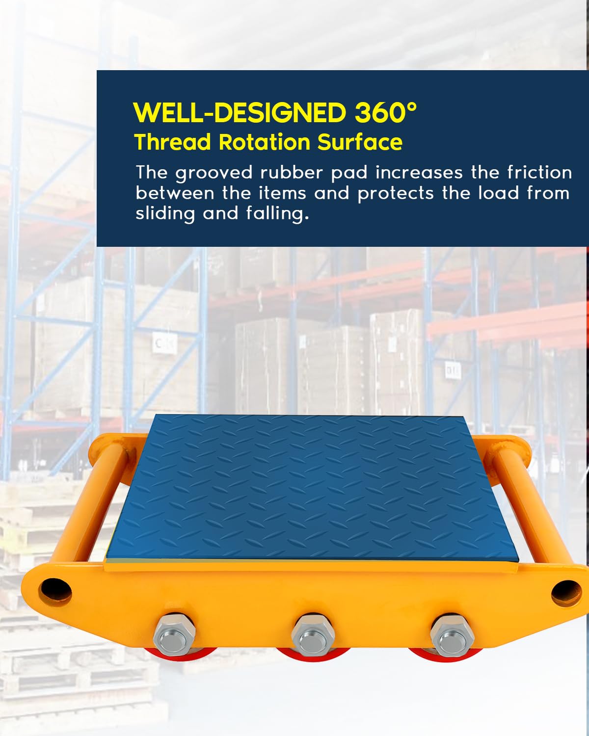 Heavy Duty Machinery Moving Skates 15 Ton Capacity - Industrial Equipment Rollers with Non-Slip PU Wheels for Workshop, Warehouse & Factory Relocation (Yellow)