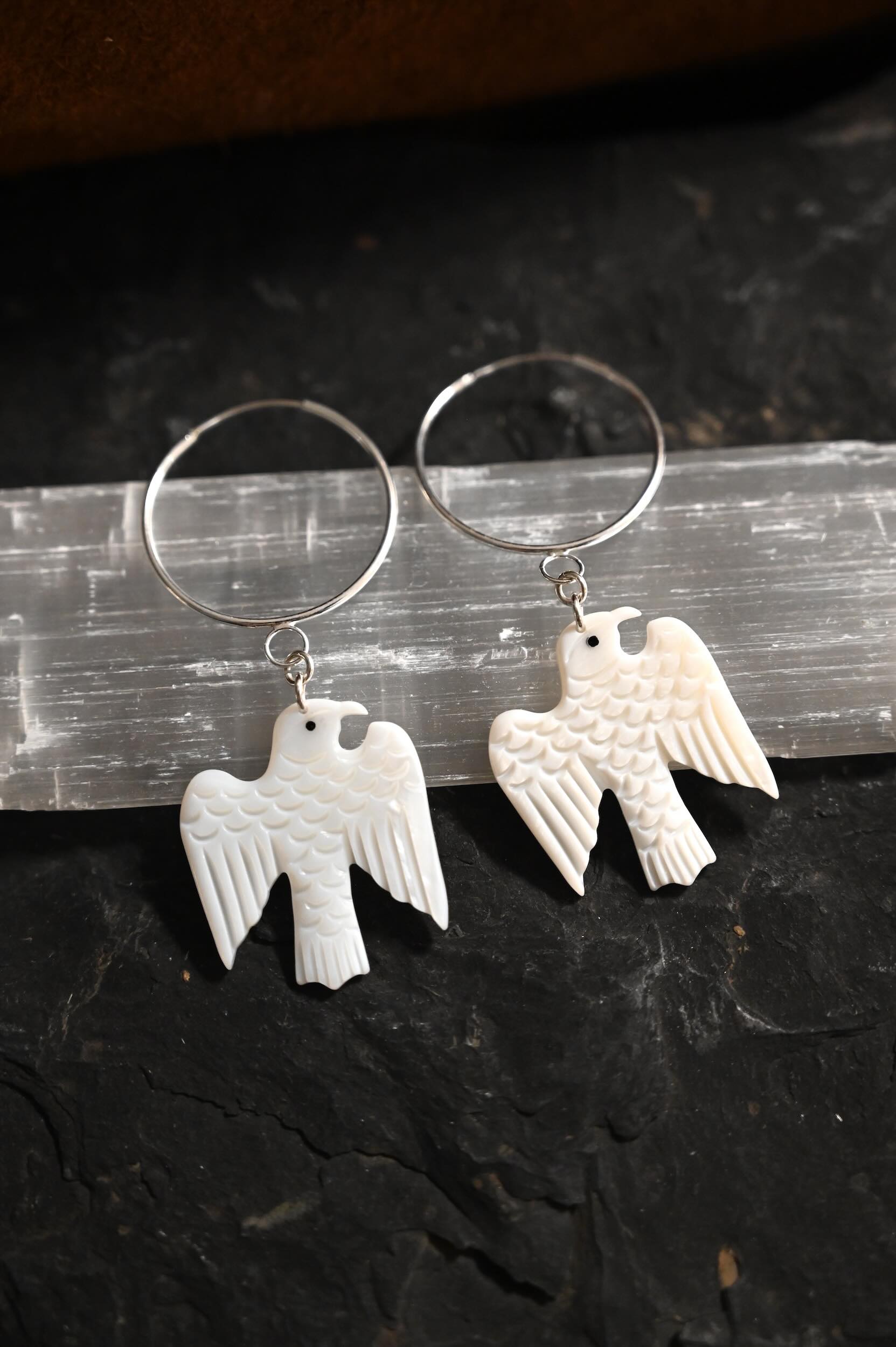 Still I Rise Silver Mother of Pearl Phoenix Earrings - Elegant Dangle Jewelry for Women, Perfect for Weddings, Parties & Special Occasions
