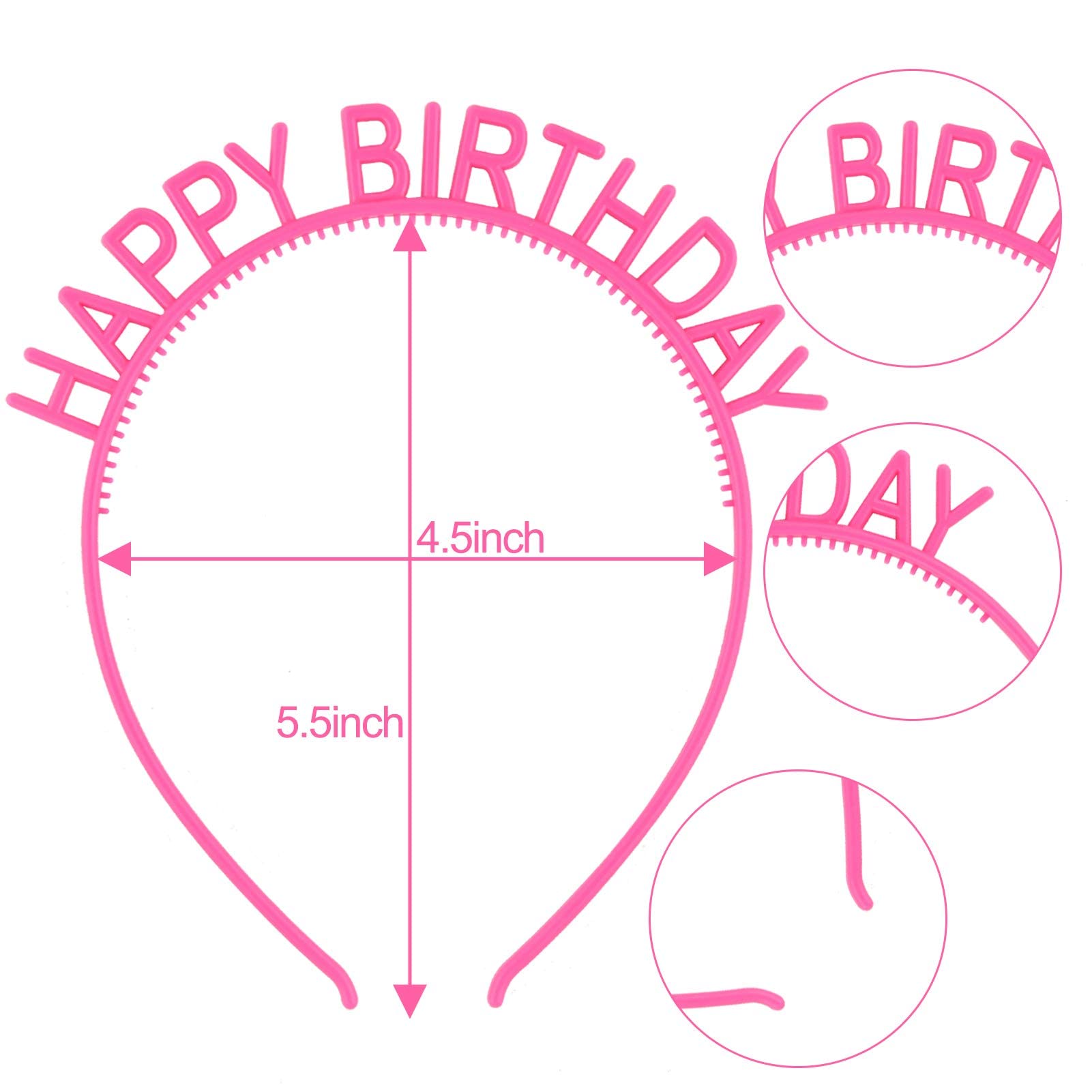 Candygirl 6-Piece Birthday Headbands Set - Happy Birthday Tiara Crowns for Girls, Women & Party Supplies | Perfect for Birthday Parties, Baby Showers & Celebrations
