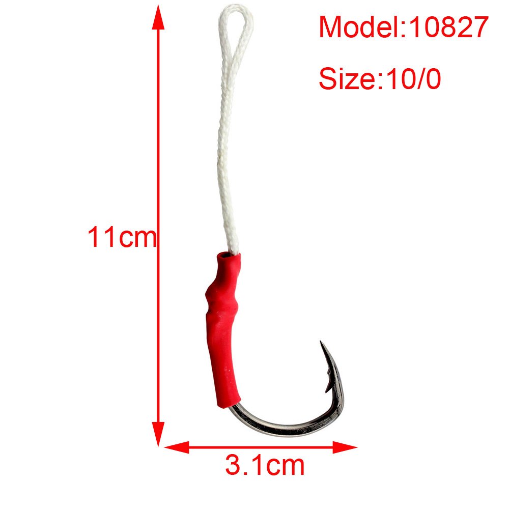 30pcs Fishing Assist Hooks with PE Line - Strong Jig Hooks for Vertical Butterfly Jigging - Perfect for Saltwater & Freshwater Fishing