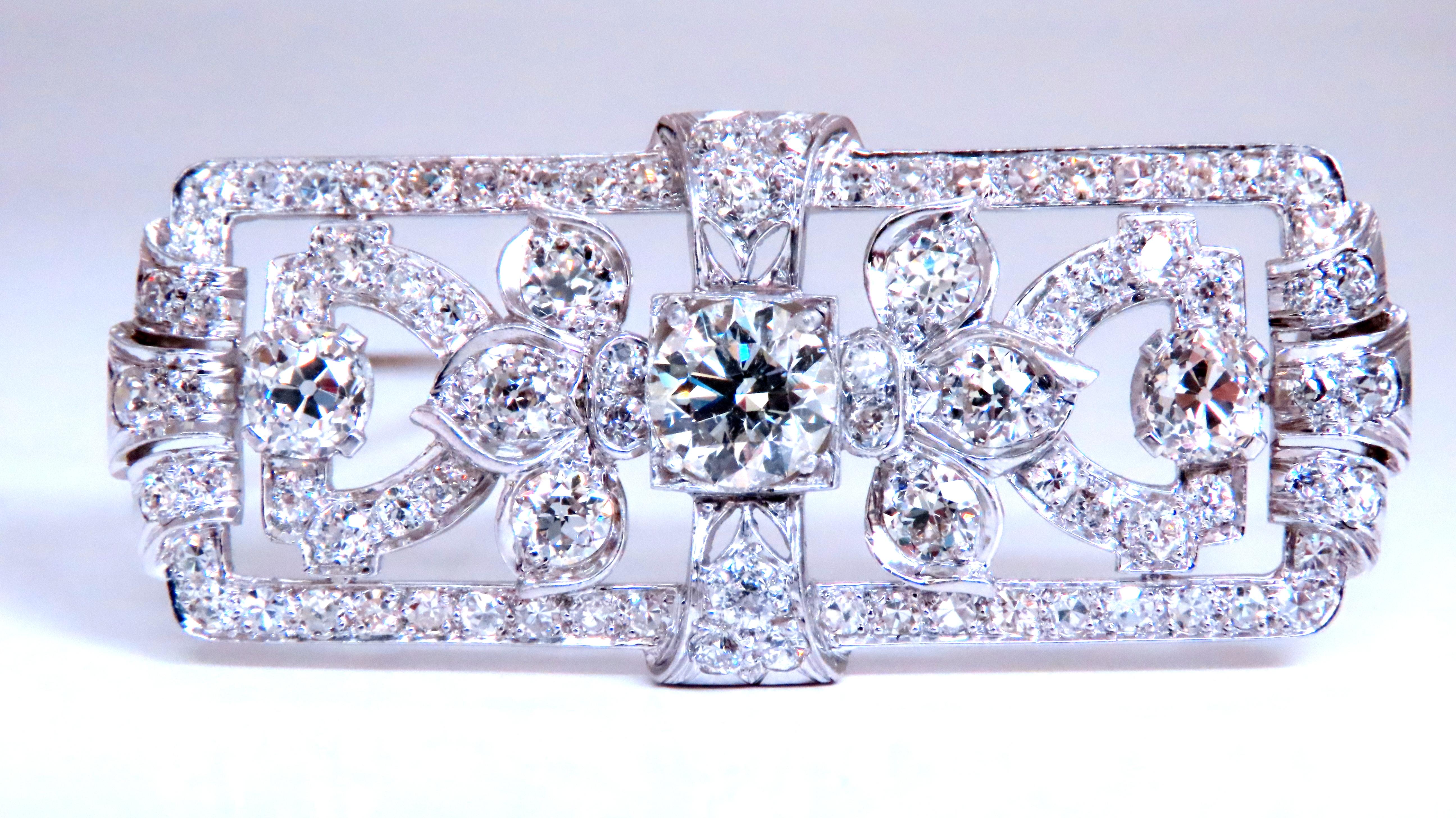 GIA Certified Natural Diamond Vintage Art Deco Pin Brooch in Platinum - Perfect for Weddings, Anniversaries & Special Occasions