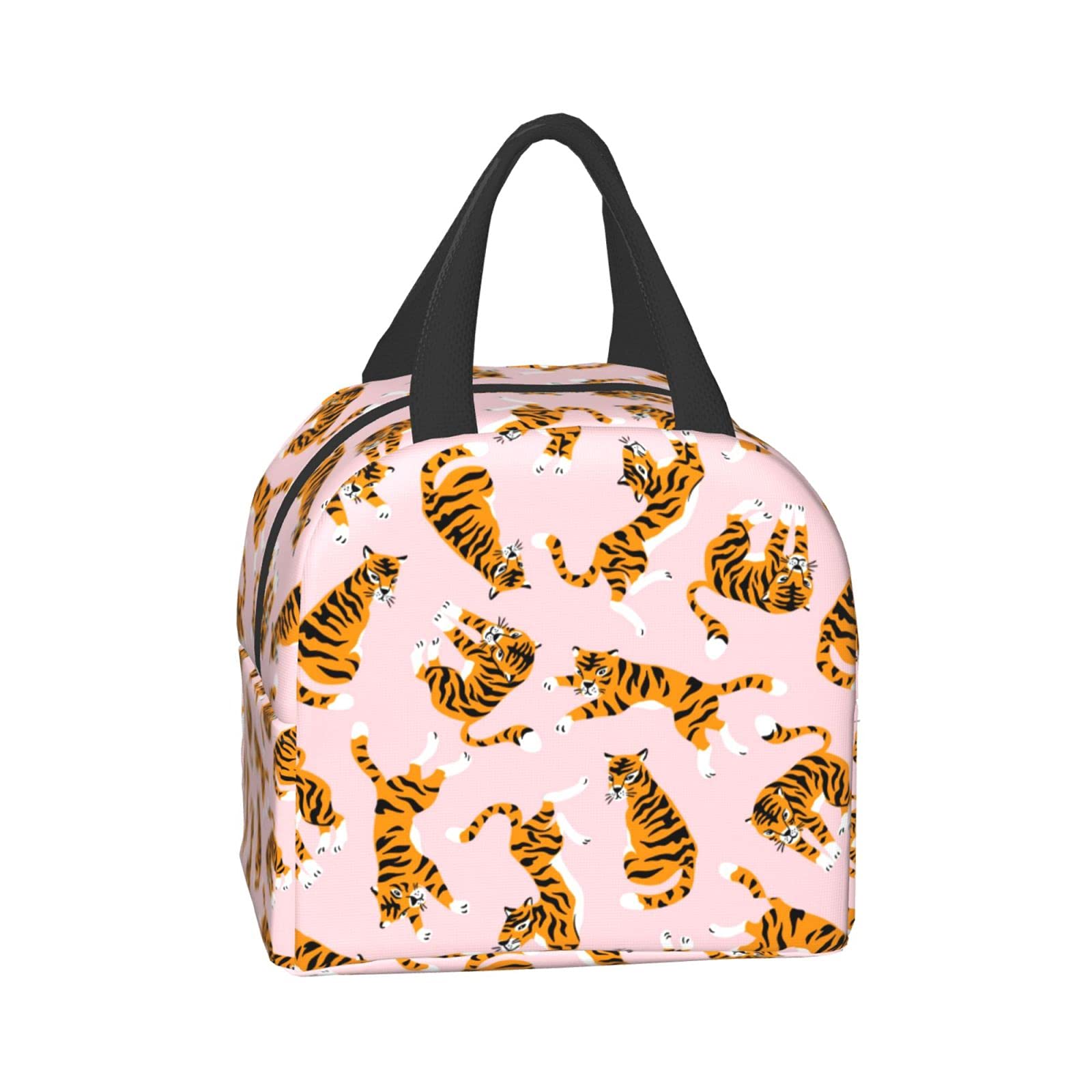 Pink Tigers Insulated Lunch Box for Kids - Reusable Thermal Lunch Bag for Boys & Girls, Perfect for School, Camping, Hiking, Picnic, Beach & Travel - Ideal for Keeping Meals Fresh On-the-Go