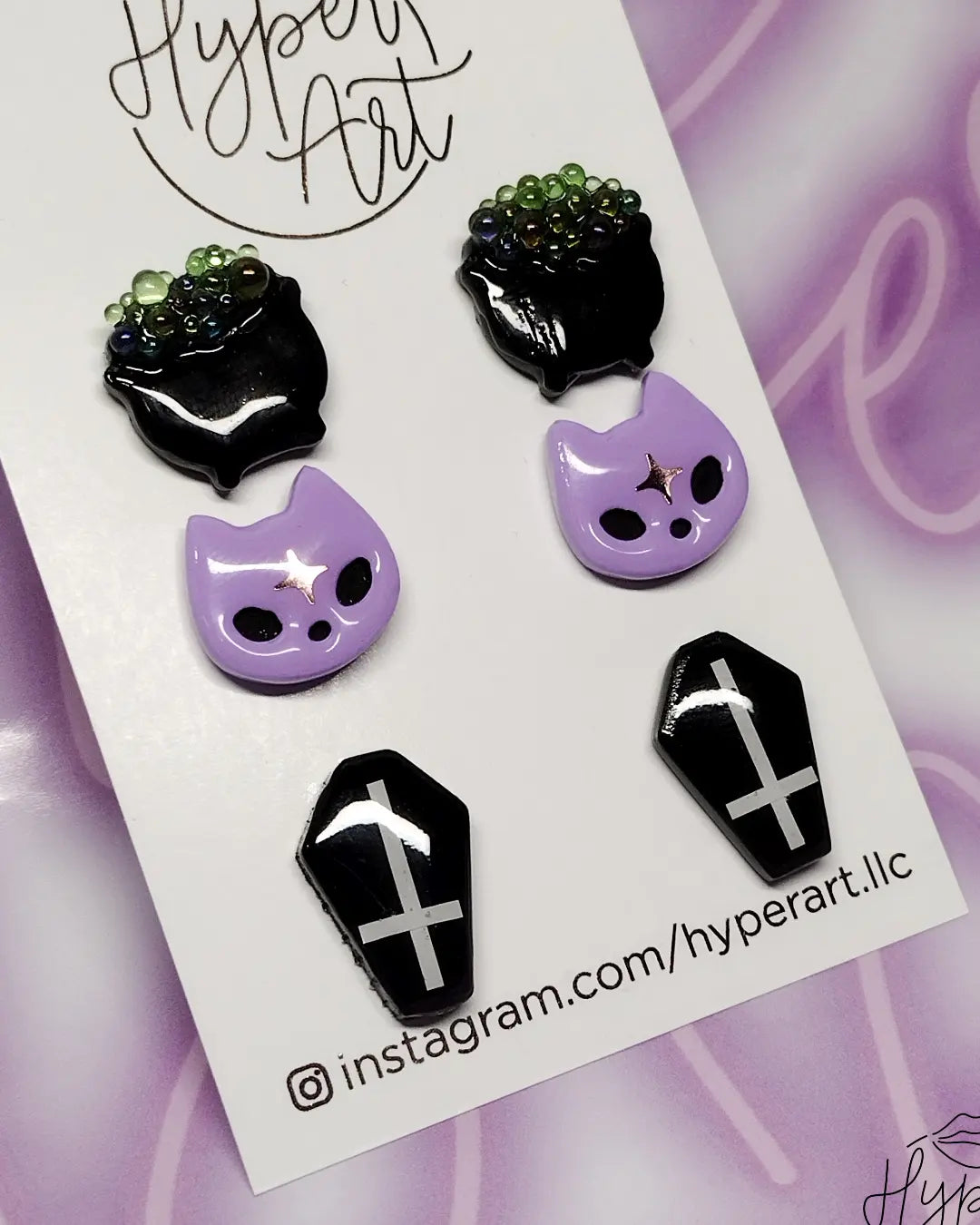 Witchy Cat & Coffee Earrings - Gothic Halloween Jewelry for Women - Perfect for Witch Aesthetic, Cosplay & Coffee Lovers