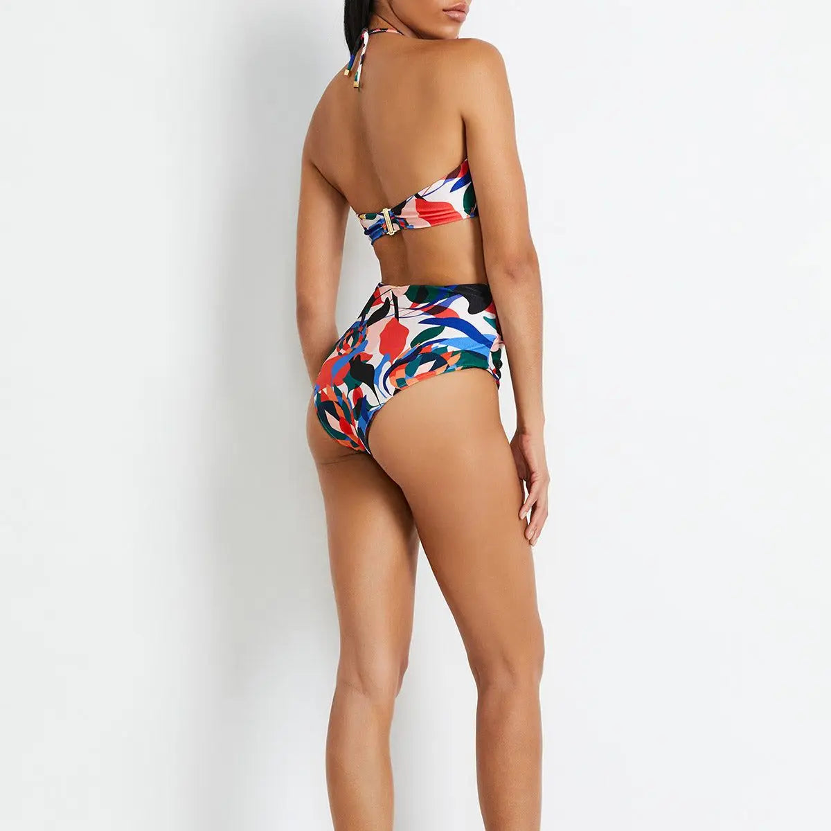 Vintage Floral Tie-Dye Beach Bikini Set - Sexy Triangle Micro Bikini with Sun Protection, Lace & Striped Design | Perfect for Pool Parties, Vacations & Summer Getaways