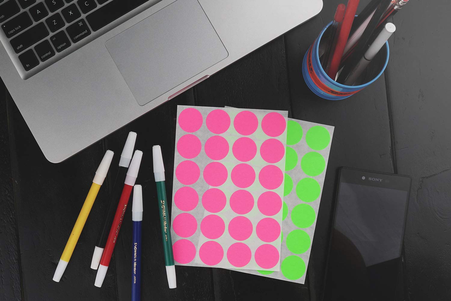 Royal Green Dot Sticker Color Coding Labels - Blue Round Circle Stickers 25mm (1 inch) - 600 Pack - Perfect for Office Organization, Classroom Supplies & Inventory Management