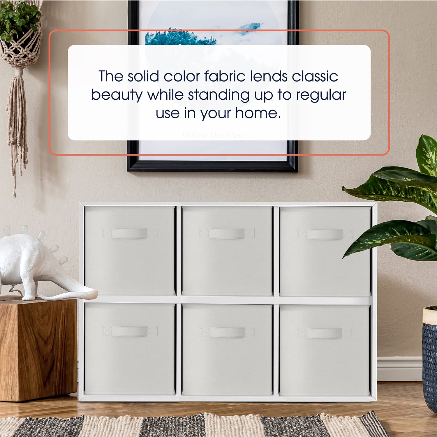 Ornavo 6-Pack Foldable Storage Bins with Handles - 11x11x11 Inch White Collapsible Cube Organizer for Home, Closet, Office & Nursery - Space Saving Storage Boxes for Shelves, Cabinets & Under Bed