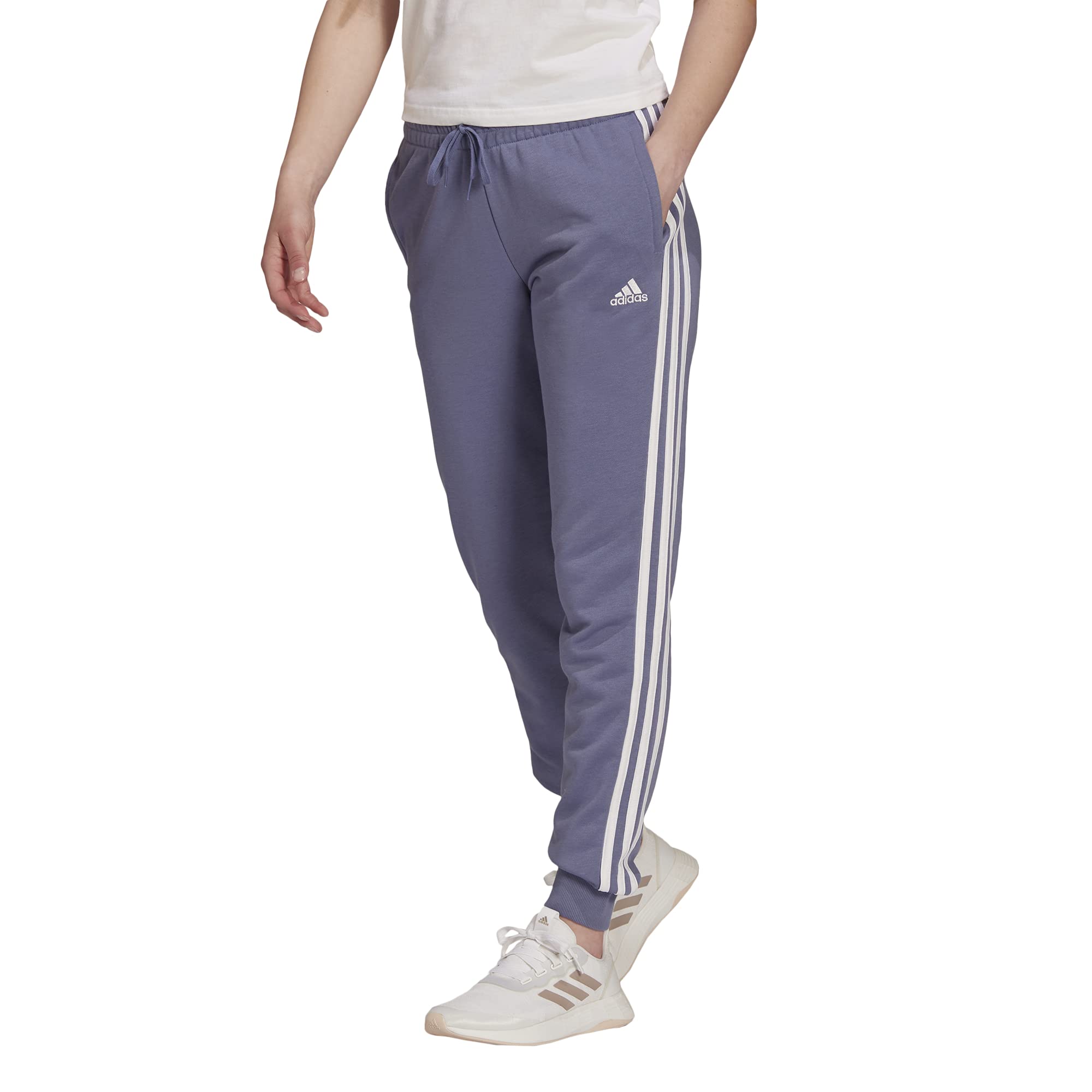 Adidas Women's Essentials French Terry 3-Stripes Sweatpants - Comfortable Lounge Pants for Yoga, Running & Casual Wear