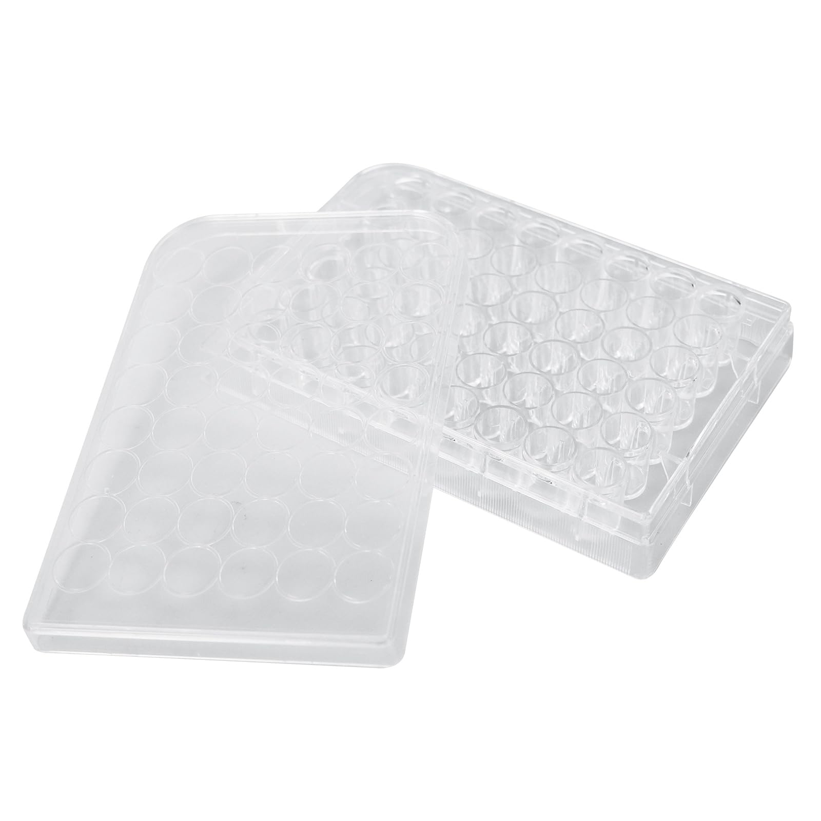 48-Well Sterile Polystyrene Petri Dishes with Lids - Pack of 10 for Bacterial & Tissue Culture | Lab-Grade Science Experiment Equipment for Schools, Research & Microbiology Studies