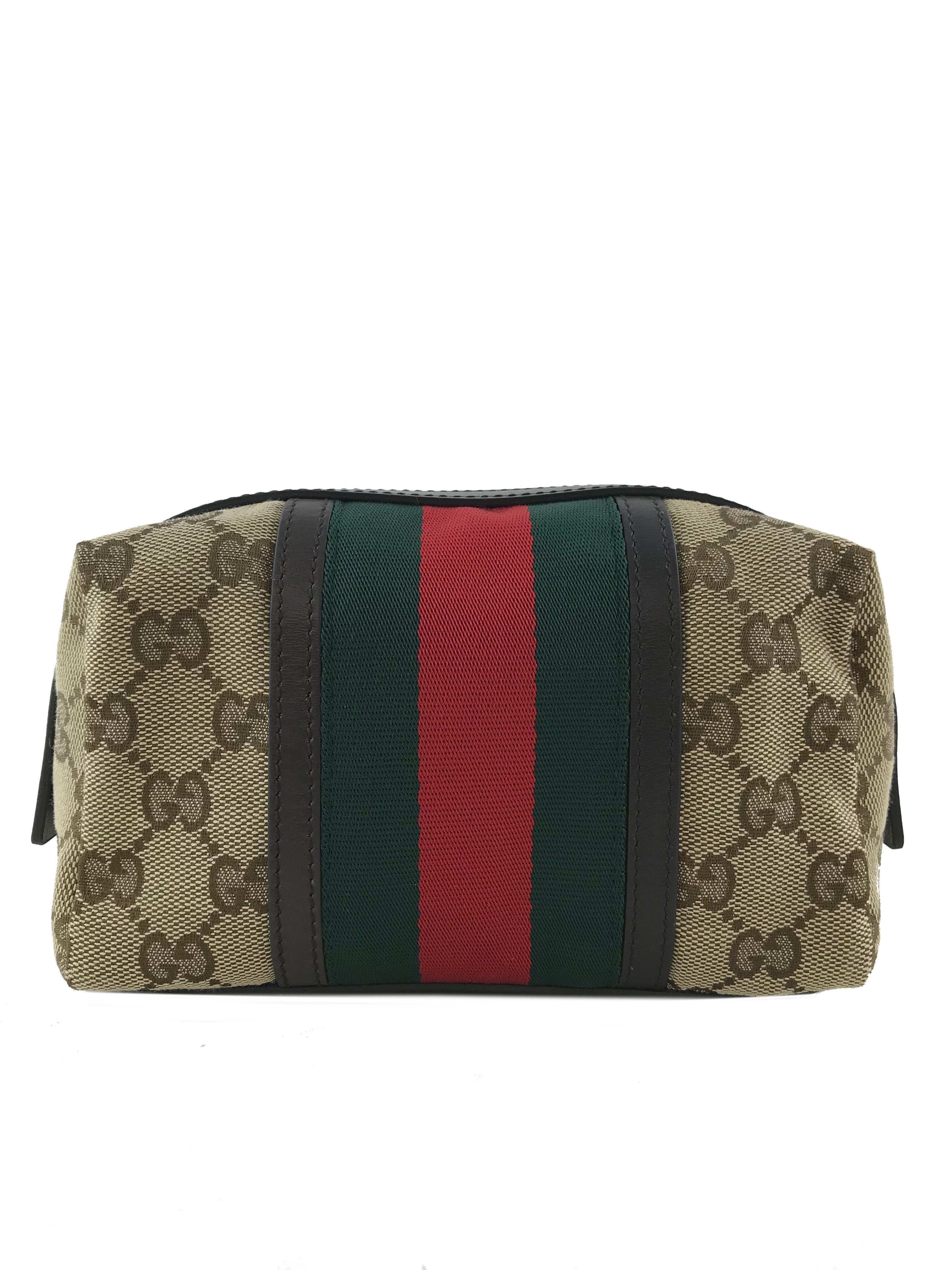 Gucci GG Canvas Web Cosmetic Pouch - Luxury Makeup Bag for Women, Travel Toiletry Organizer (Perfect for Travel, Gym & Everyday Use)