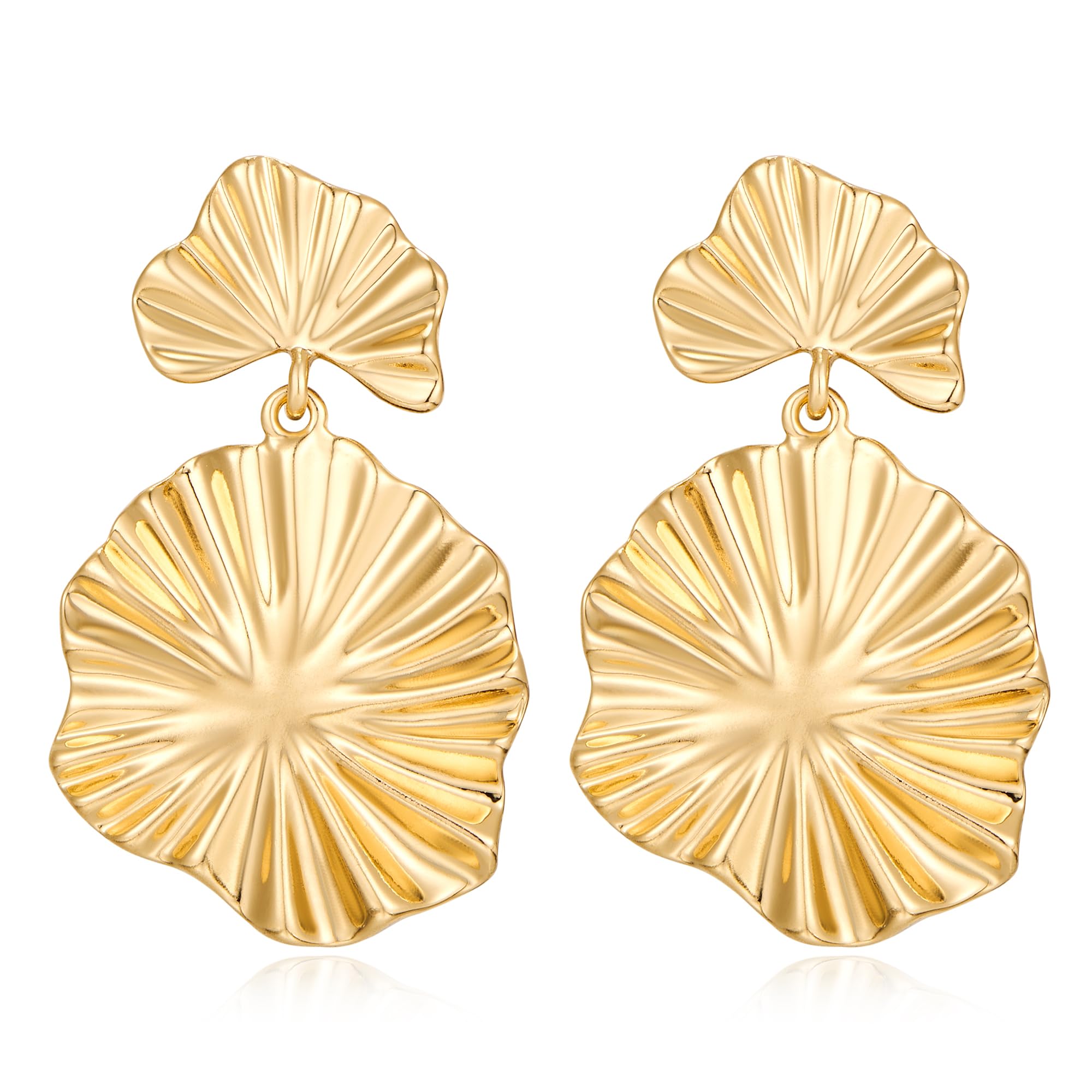 Gold Leaf Dangle Earrings for Women - Silver Two-Tone Fashion Jewelry | Elegant Statement Earrings for Parties, Weddings & Everyday Wear