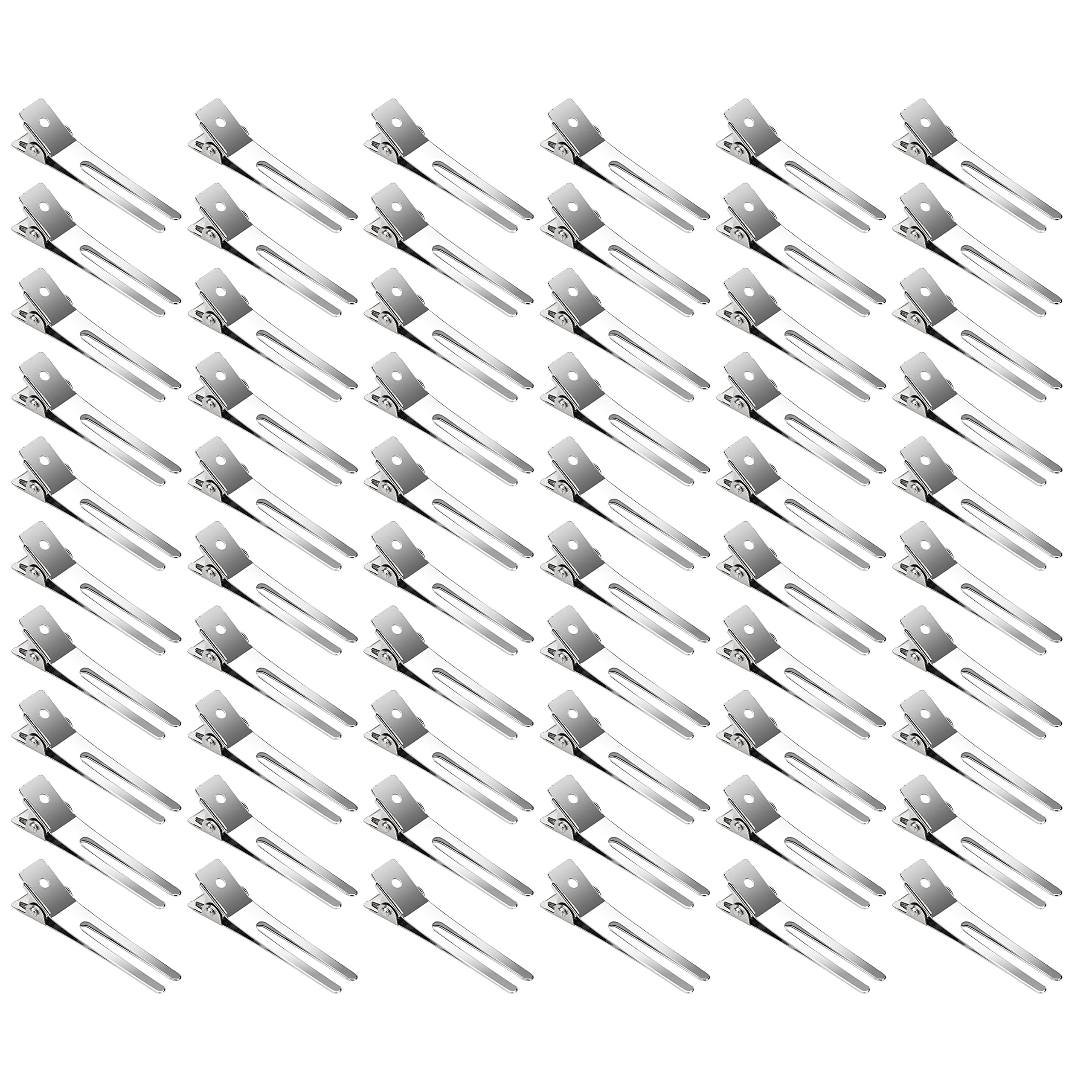 Beayuer 1.8 Inch Double Prong Hair Curl Clips - 60 Pcs Metal Alligator Hair Styling Clips for Pin Curls, Hair Bows & Salon Styling - Perfect for Home Hairdressing, Barber Shops & DIY Hairstyles