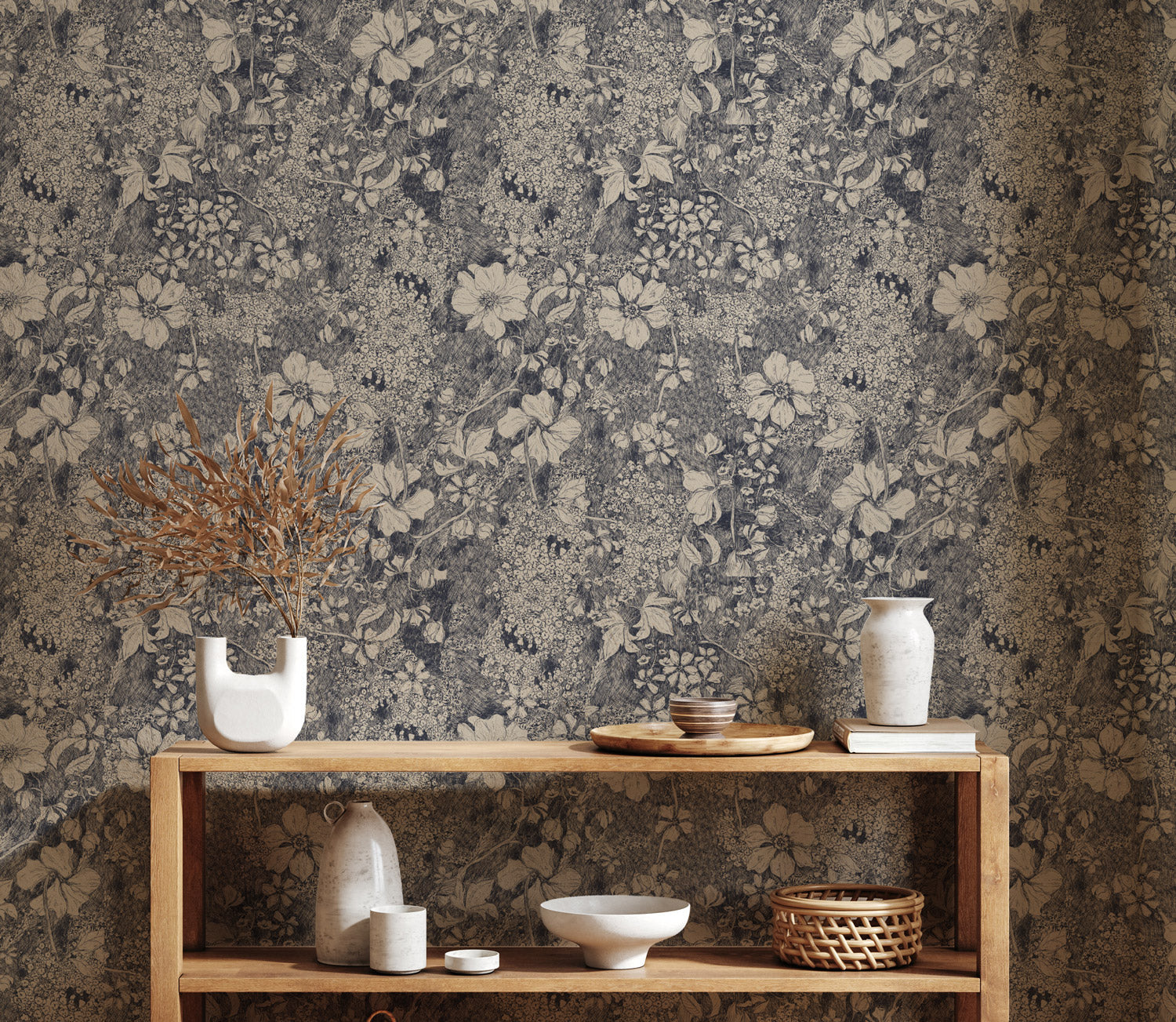 Amelia Flower Wallpaper Sample - Peel and Stick Removable Wallpaper for Bedroom, Living Room, Nursery Decor - Floral Botanical Design Home Decor