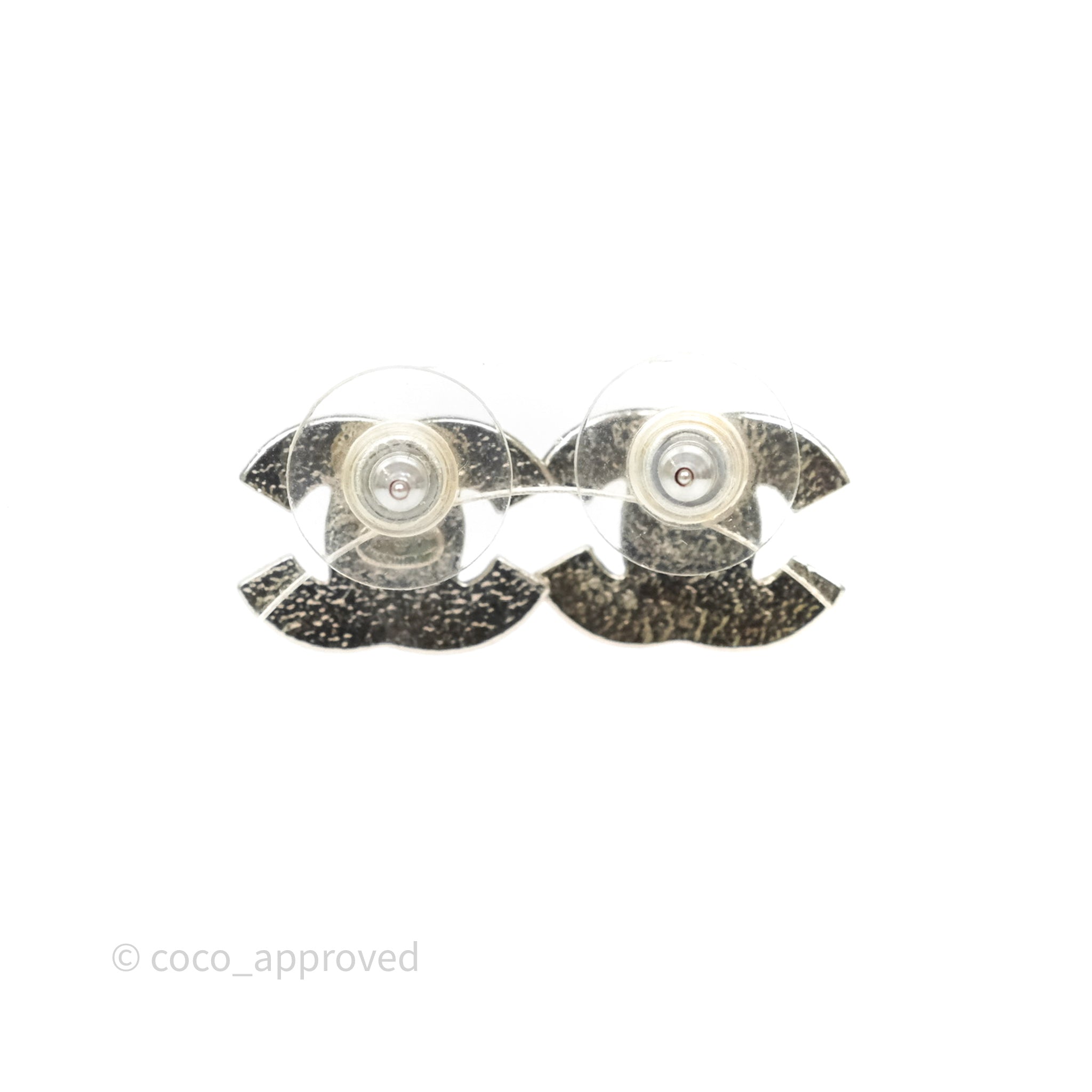Chanel CC Crystal Stud Earrings in Silver Tone - 13V | Elegant Fashion Jewelry for Women, Perfect for Parties, Weddings & Special Occasions