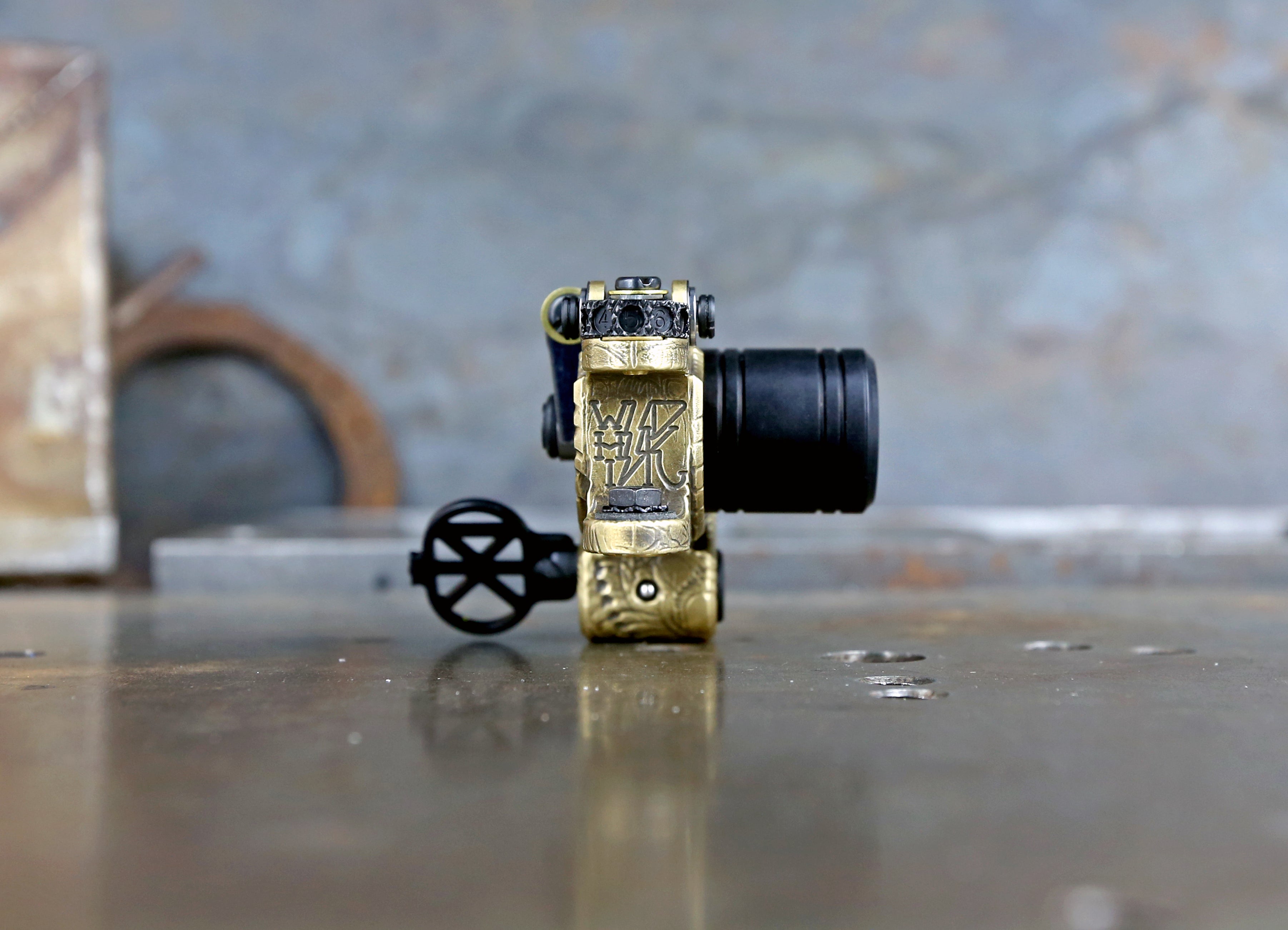 Limited Edition Aaron Cain X Dan Kubin Biomech Brass V3R Sidewinder Knife - Collectible EDC Pocket Knife for Outdoor Camping, Survival & Everyday Carry