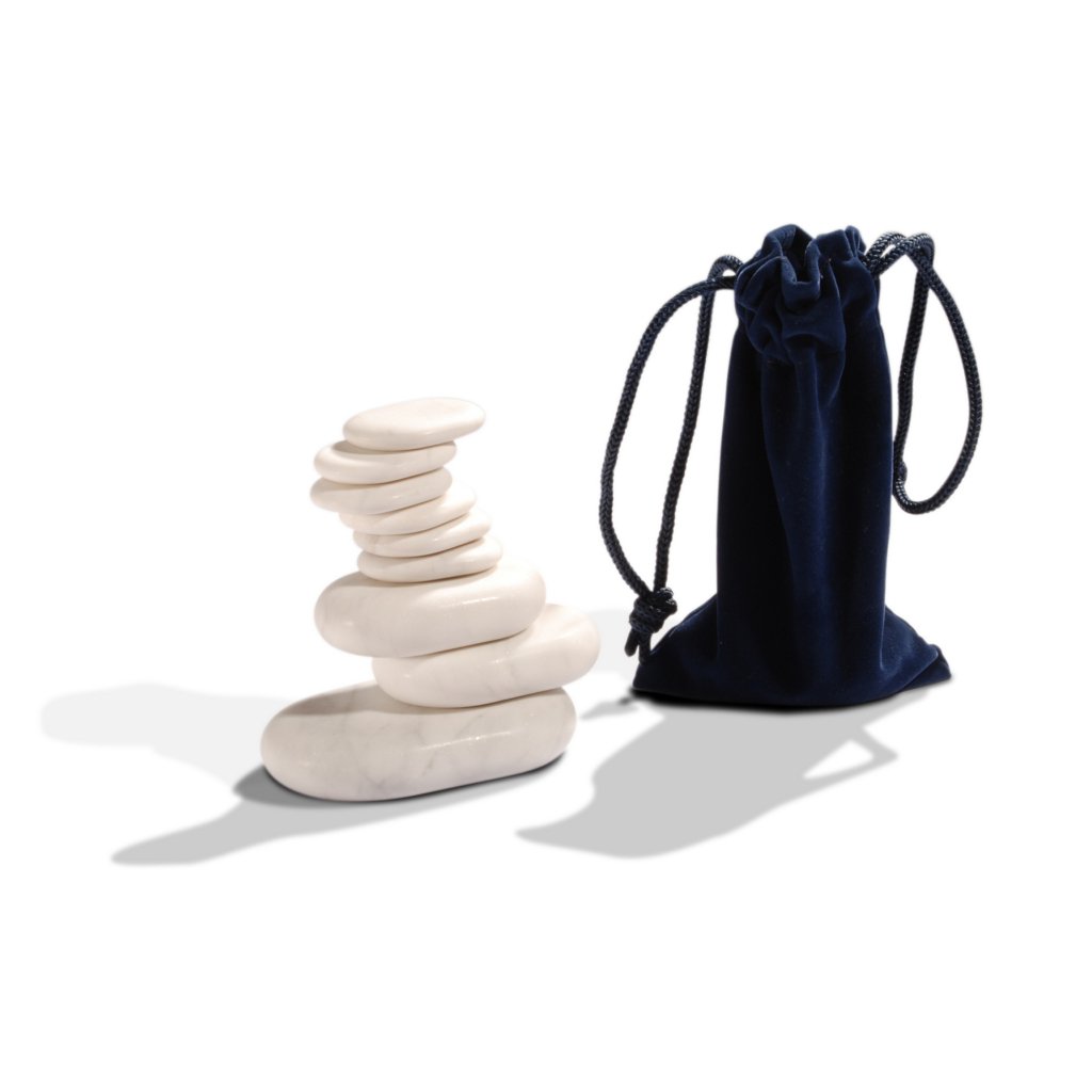 Premium 9-Piece Marble Massage Stone Set for Relaxation & Spa Therapy - Hot & Cold Therapy for Back, Neck, and Full Body Pain Relief