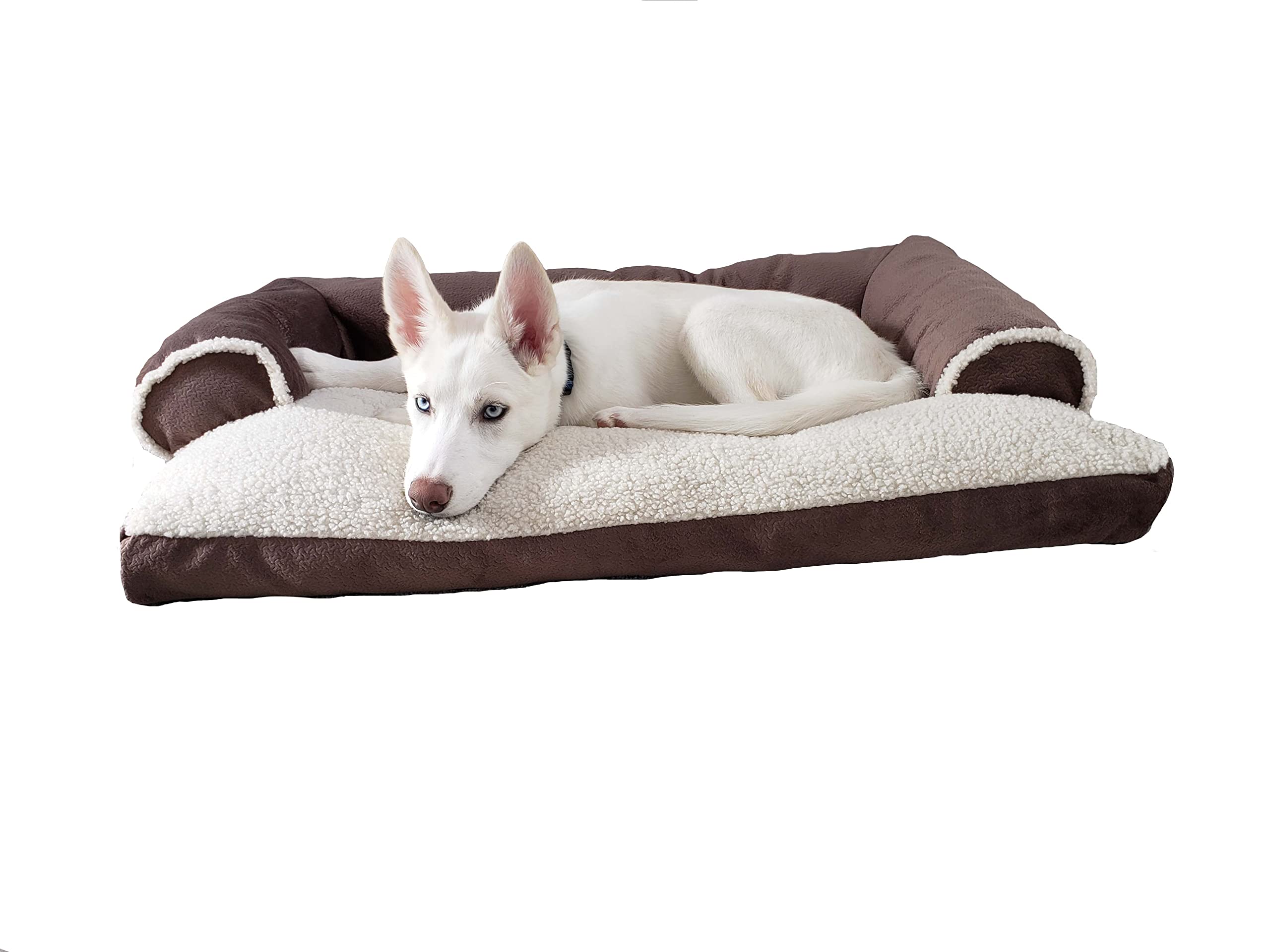 King Size Orthopedic Dog Bed for Large Dogs & Cats - Plush Microsuede & Sherpa Sofa-Style Pet Bed with Removable Washable Cover | Perfect for Living Room, Bedroom & Pet-Friendly Spaces