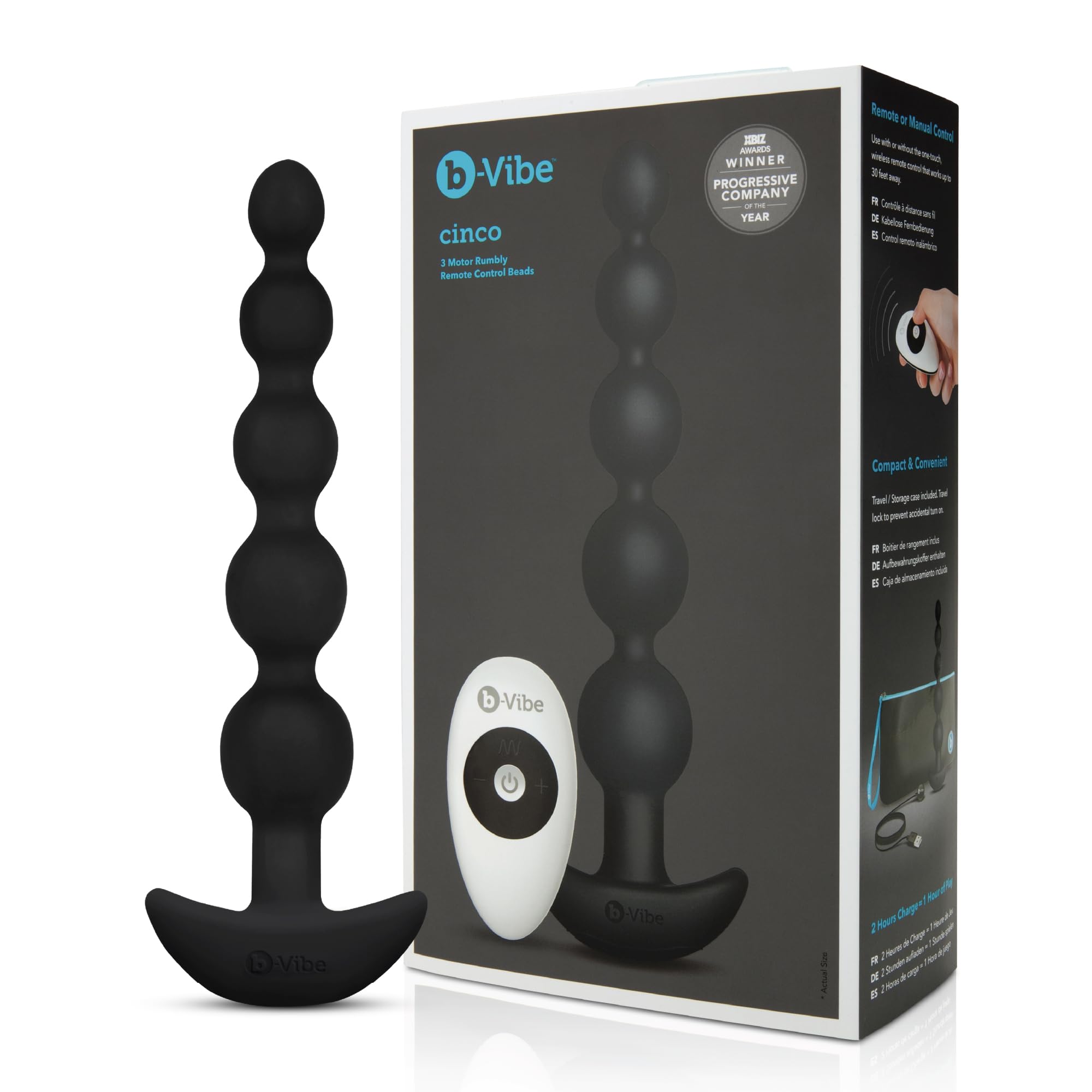 B-vibe Vibrating Anal Beads with Remote Control - 5 Silicone Beads for Pleasure & Prostate Stimulation - Black Adult Toy for Couples Play & Solo Exploration - Perfect for Spicing Up Your Sex Life & Intimate Moments
