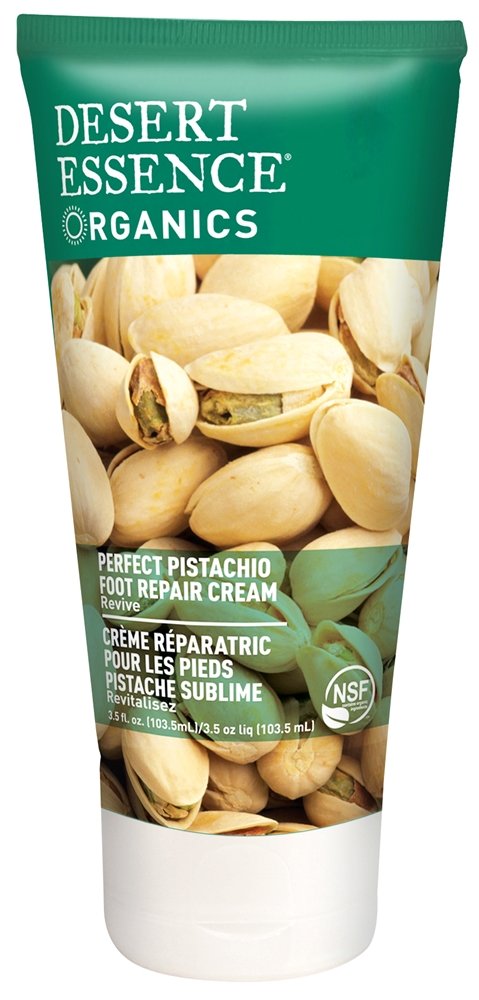 Desert Essence Foot Repair Cream with Pistachio Oil - 3.5 oz Moisturizing Foot Balm for Dry Cracked Heels - Perfect for Pedicures, Nighttime Foot Care & Softening Rough Skin