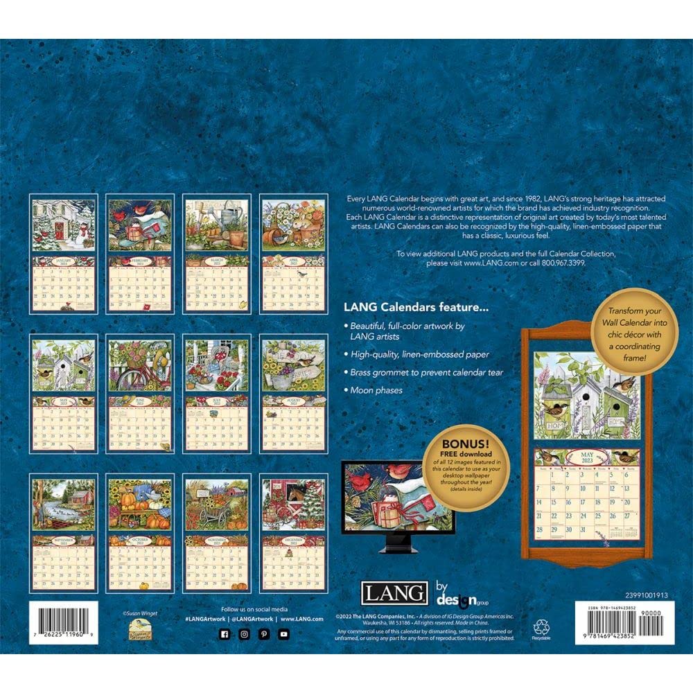 LANG HEART & HOME® 2023 Wall Calendar - Elegant Floral Design, Perfect for Home & Office Decor, Gift Planning & Daily Scheduling