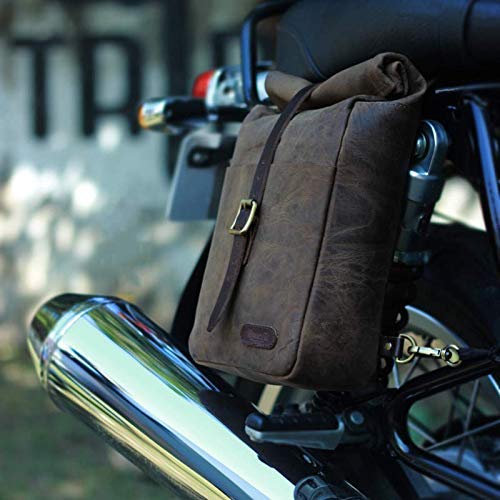 Trip Machine Company Genuine Leather Mini Pannier Bag - Tobacco Brown for Motorcycle, Bicycle & Urban Commuting