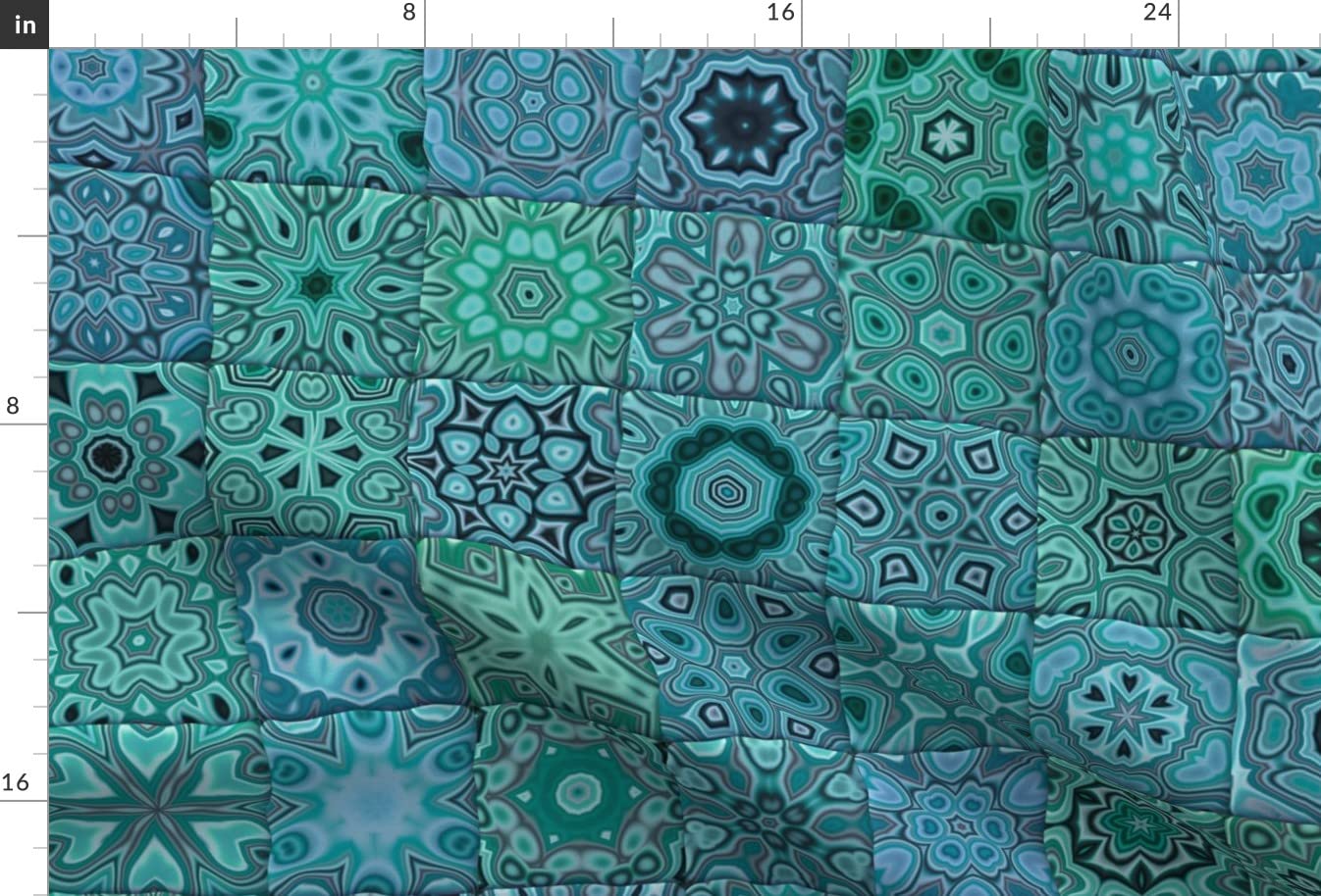 Premium Spoonflower Fabric - Floral Turquoise Squares Printed on Soft Minky Fabric by The Yard - Perfect for Sewing Baby Blankets, Quilt Backing & Plush Projects - DIY Nursery Decor & Cozy Home Crafts