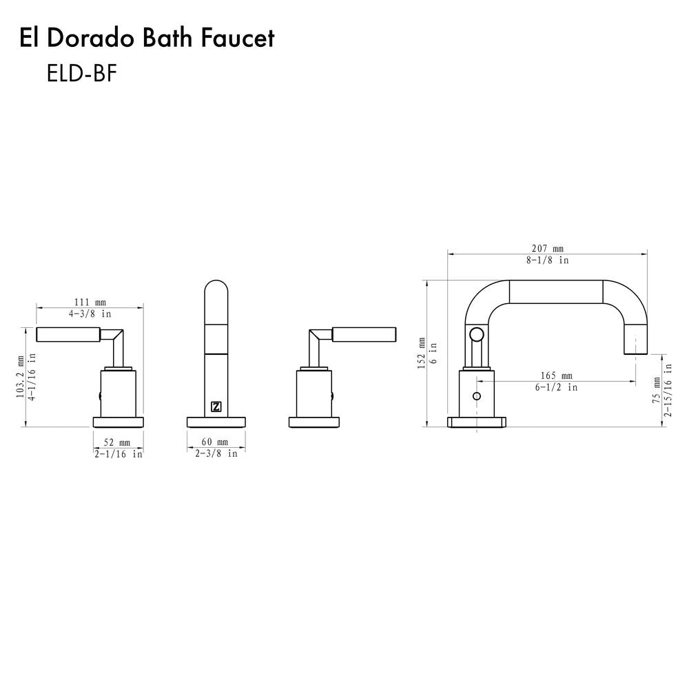 ZLINE El Dorado Widespread Bathroom Faucet in Brushed Nickel - 8