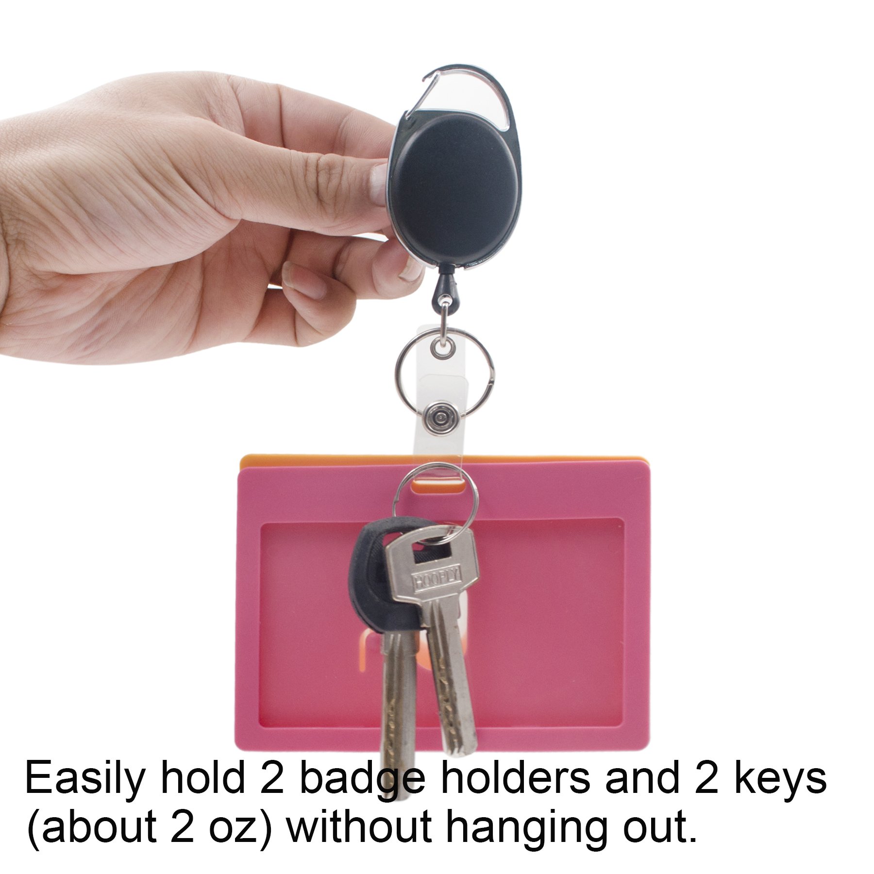 6PCS Self Retracting ID Badge Reels with Carabiner Clip & Back Splint - Orange Retractable Keychain for Work, School & Events (ID Card Holder, Lanyard Replacement)