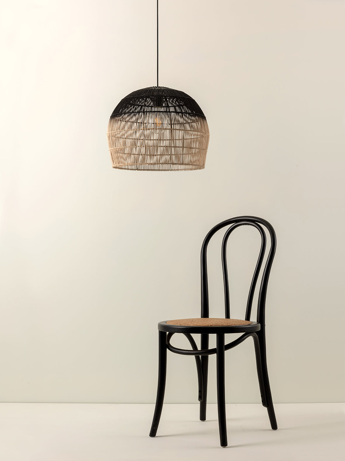 Bilu Black and Natural Ombre Pendant Light - Modern Hanging Fixture for Dining Room, Kitchen Island, or Bedroom Lighting