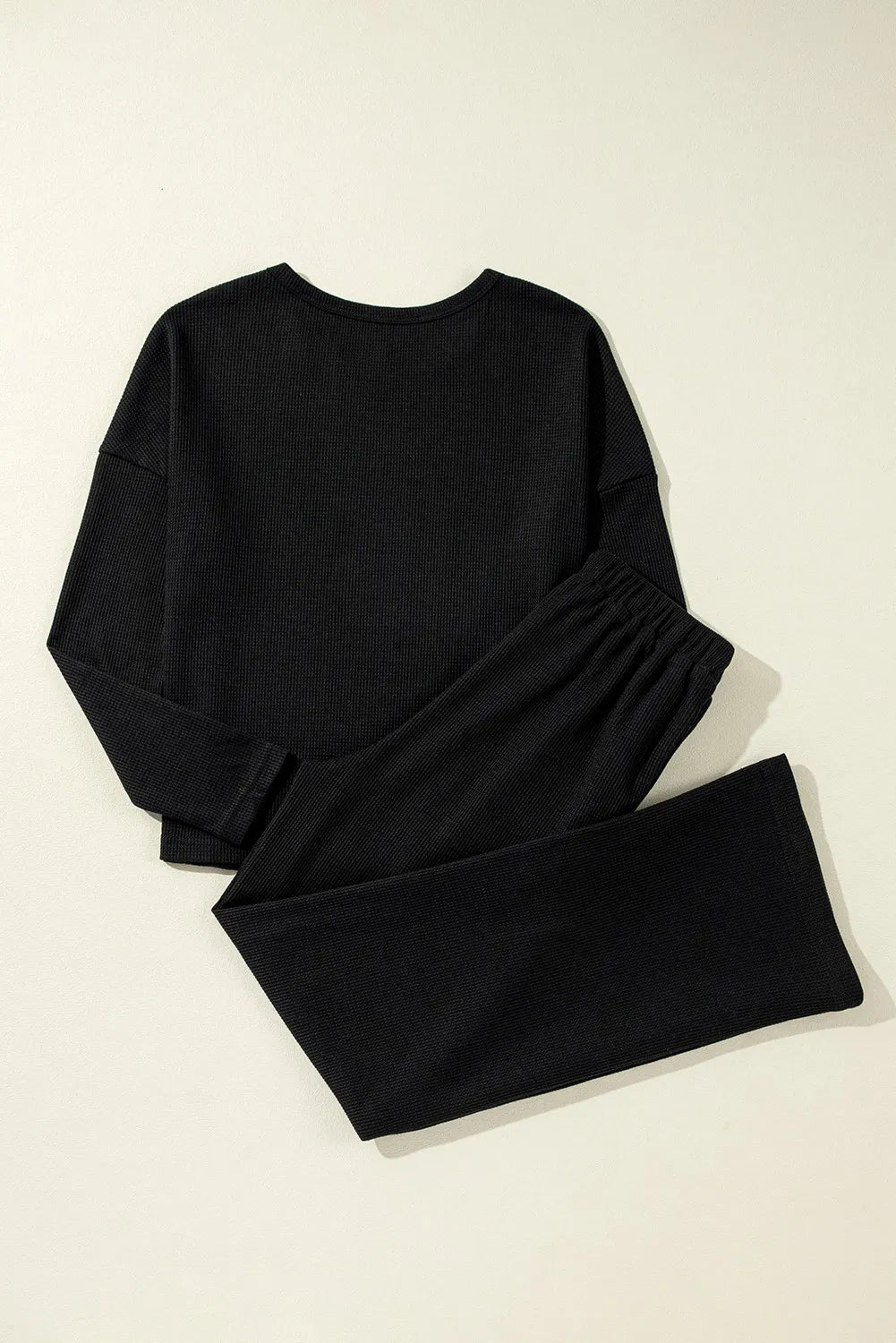 Women's Soft Round Neck Long Sleeve Top & Drawstring Pants Lounge Set - Comfy Casual Outfit for Home, Yoga, Travel & Relaxation