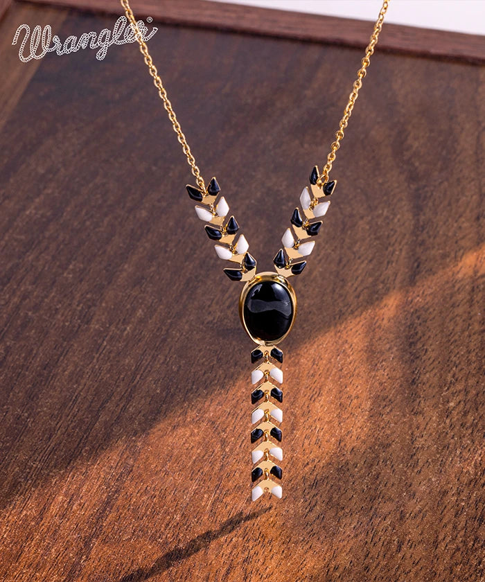 Wrangler Demeter’s Orb Onyx Necklace for Women - Elegant Black Gemstone Pendant Jewelry - Perfect for Gifts, Parties & Everyday Wear
