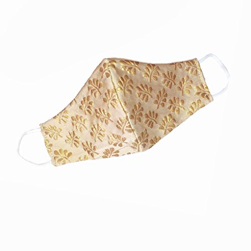 Apexster Designer Wedding Mask for Women & Men - Golden Washable Reusable Face Cover for Marriage, Ceremony & Special Events - Elegant & Stylish Accessory for Brides, Grooms & Guests