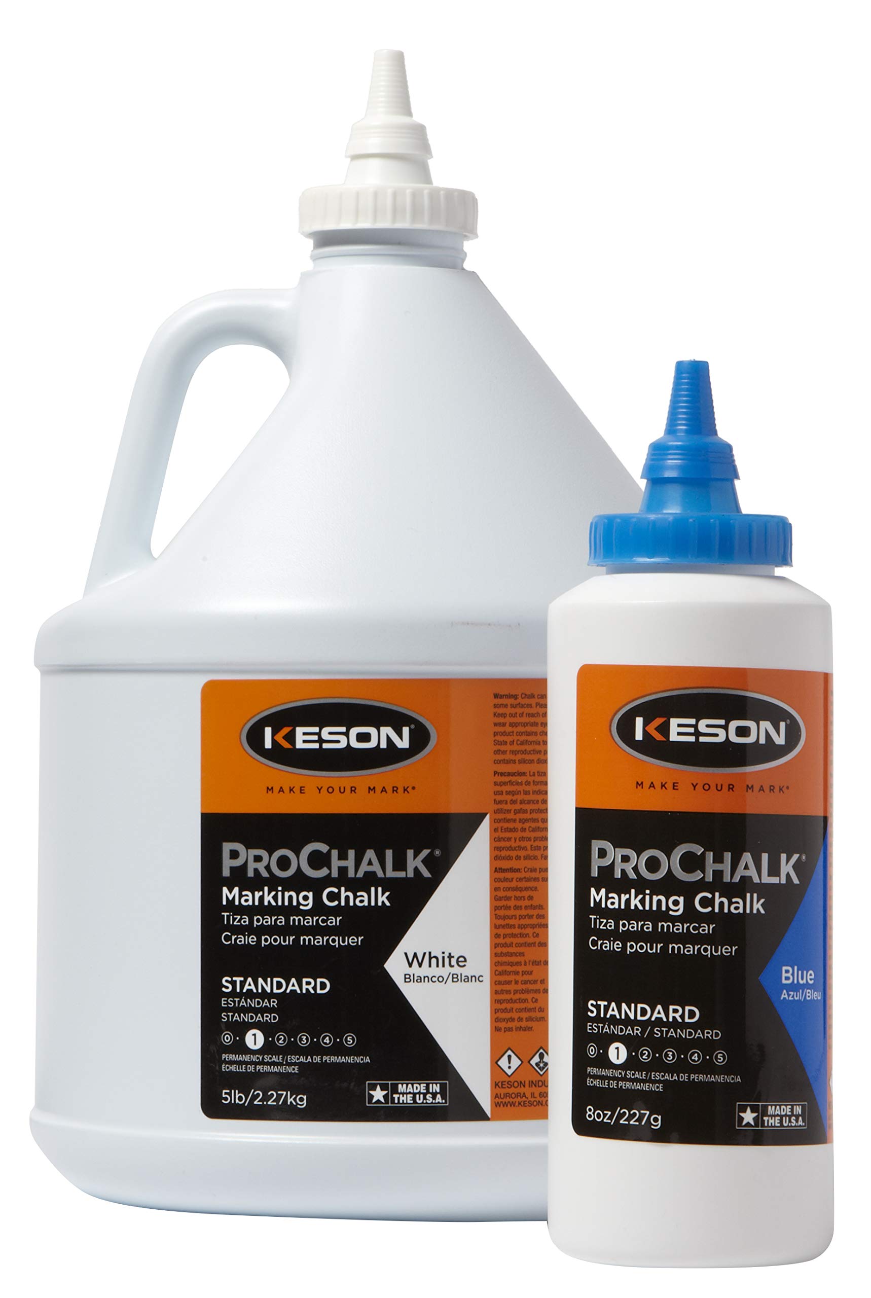 Keson 103B ProChalk Blue Marking Chalk - 3-Pound Professional Grade for Construction, Surveying & Masonry | High Visibility Outdoor/Indoor Chalk Line Tool