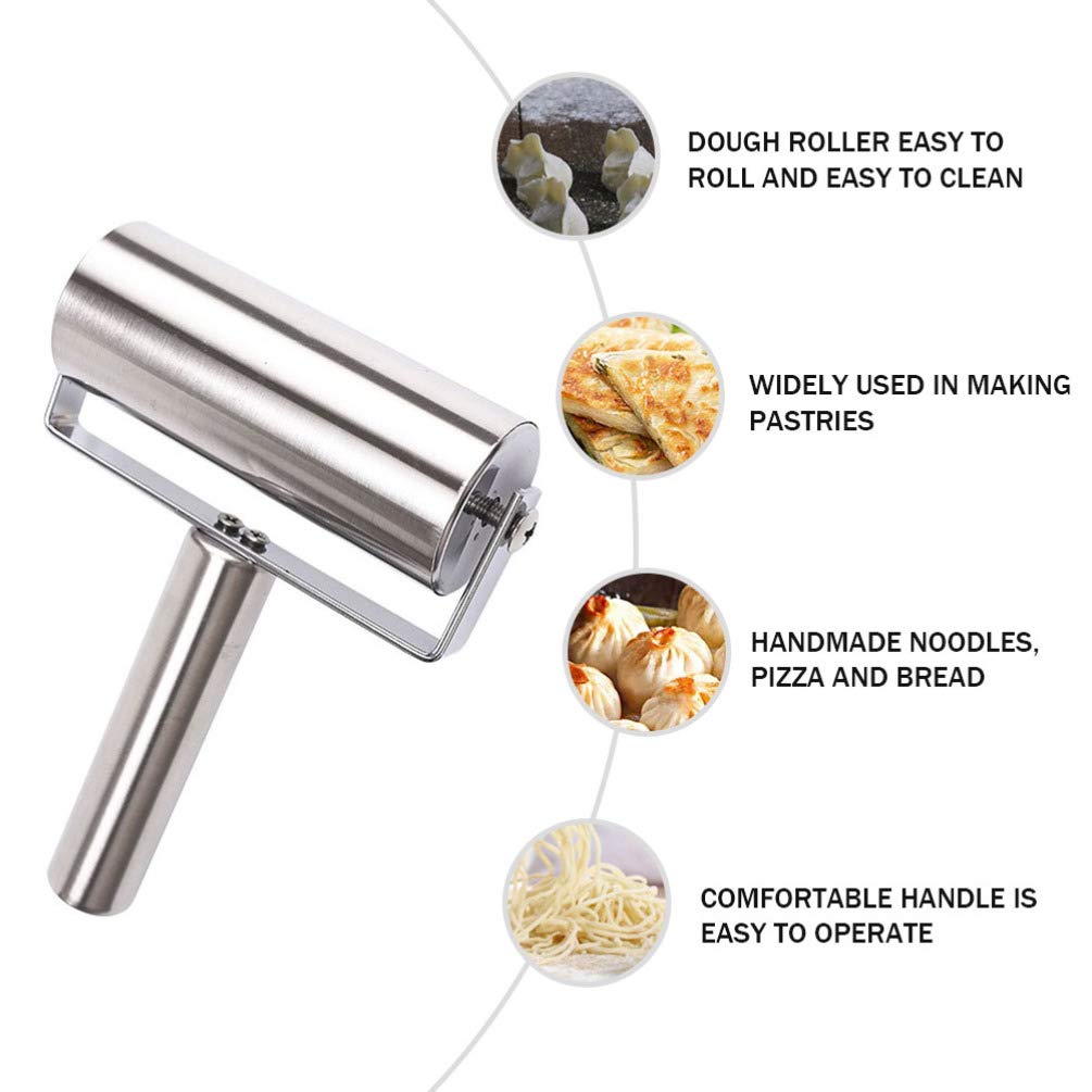 **Stainless Steel Rolling Pin - Multipurpose Dough Roller for Pizza, Cookies, Dumplings & Pastry - Non-Stick Kitchen Tool for Baking & Cooking**    *(Perfect for Home Bakers, Professional Chefs & DIY Pizza/Cookie Making)*