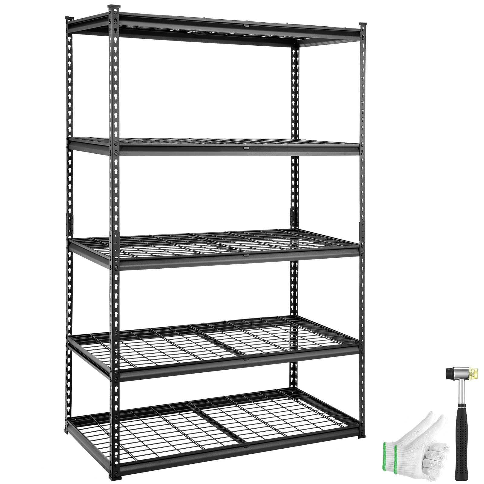 VEVOR 5-Tier Heavy Duty Metal Storage Shelving Unit - Adjustable Wire Rack with 2000 lbs Capacity (48