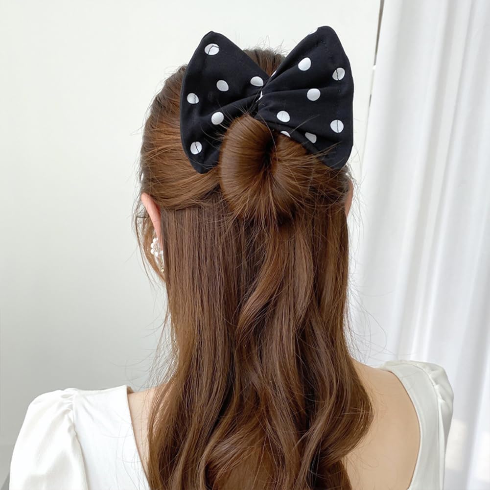 6 Pack Hair Donut Makers & French Twist Bun Set - Flexible Hair Styling Tools for Women with Polka Dot Design | Perfect for Updos, Curls & Everyday Hairstyles at Home or Parties