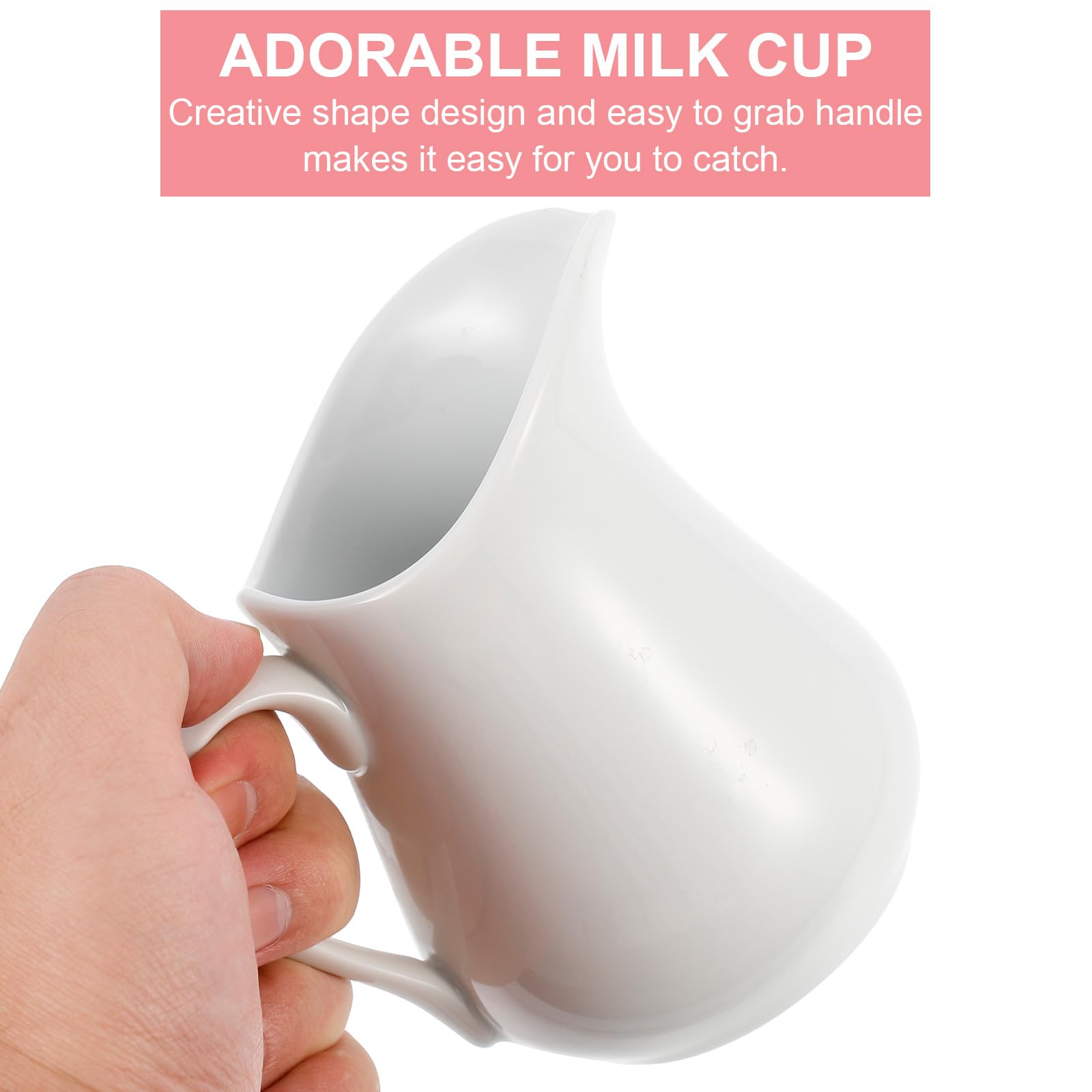 White Ceramic Creamer Pitcher with Handle - 250ml Coffee, Milk, Sauce & Creamer Jug for Kitchen - Perfect for Coffee Shops, Restaurants & Home Use