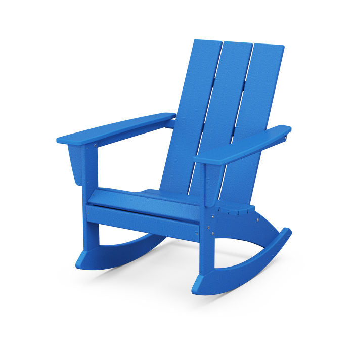 POLYWOOD Modern Adirondack Rocking Chair - Durable Outdoor Furniture for Patio, Garden & Poolside Relaxation | All-Weather Resin Wicker Design | Comfortable Rocking Motion | Perfect for Backyard, Deck or Porch