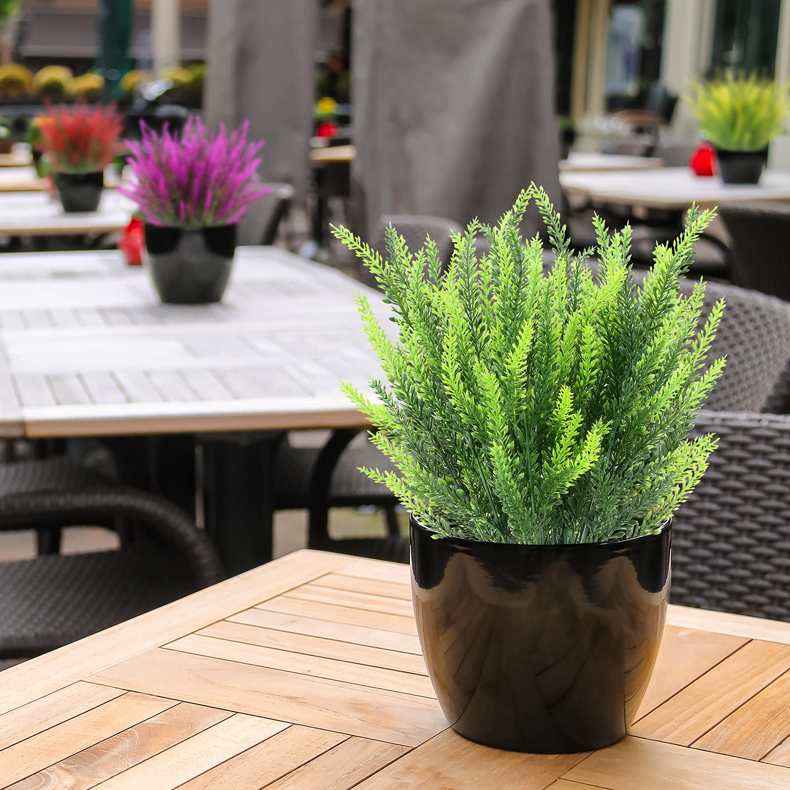 12 Bundles Artificial Lavender Flowers - UV Resistant Faux Plastic Plants for Outdoor Garden, Porch & Window Box Decor - No Fade Green Fake Flowers - Perfect for Home, Wedding & Party Decoration