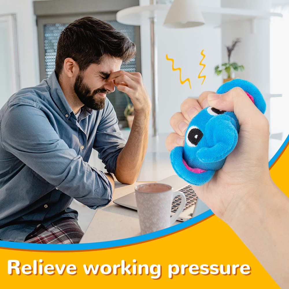 Teytoy Mini Sensory Stress Ball for Kids & Adults - 5 Pack Plush Stuffed Animal Toys (Owl, Elephant, Koala, Chicken, Monkey) - Anxiety Relief Squeeze Toys for Stress & Sensory Play - Perfect for Home, Office, School & Travel
