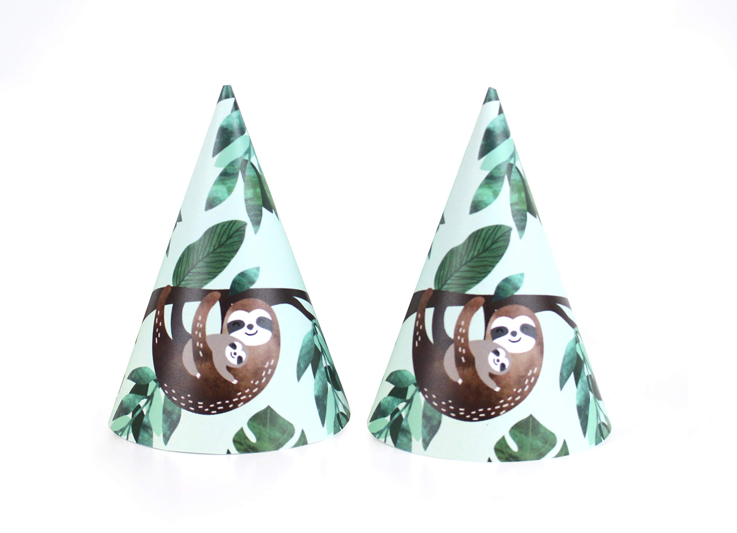 12 Pack Sloth Party Hats for Kids - Tropical Theme Birthday Party Supplies - Fun Animal Costume Accessories for Jungle Themed Celebrations, Baby Showers & Photo Props