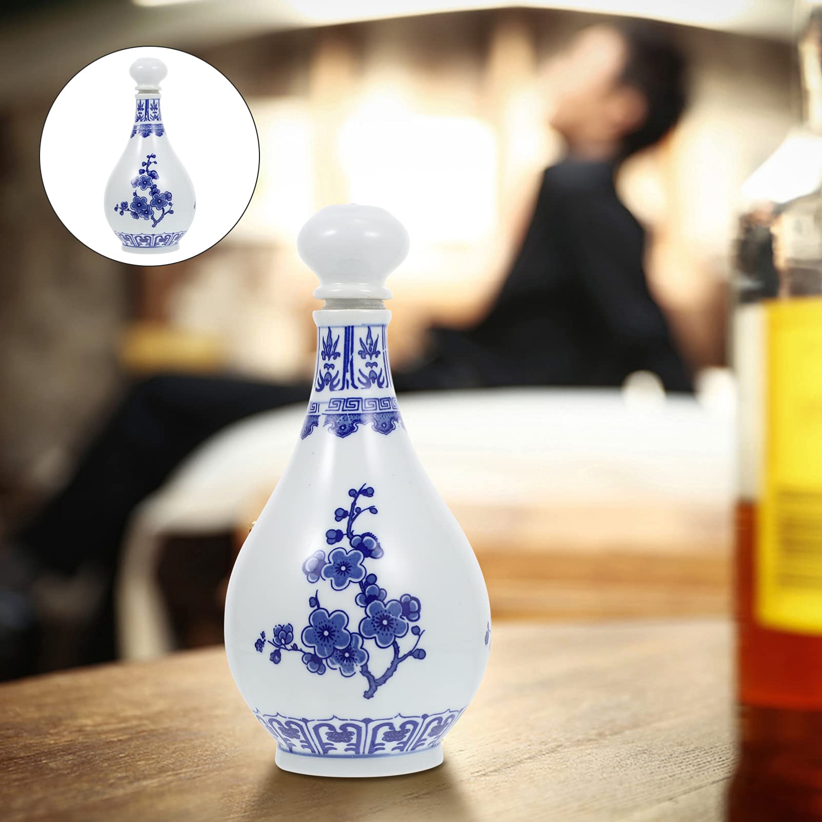 Premium Ceramic Sake Carafe - Hot & Cold Serving Bottle for Japanese Plum Wine, Beer, Juice & Milk | Elegant Plum Blossom Design | Perfect for Home Entertaining, Sake Tasting & Brewing