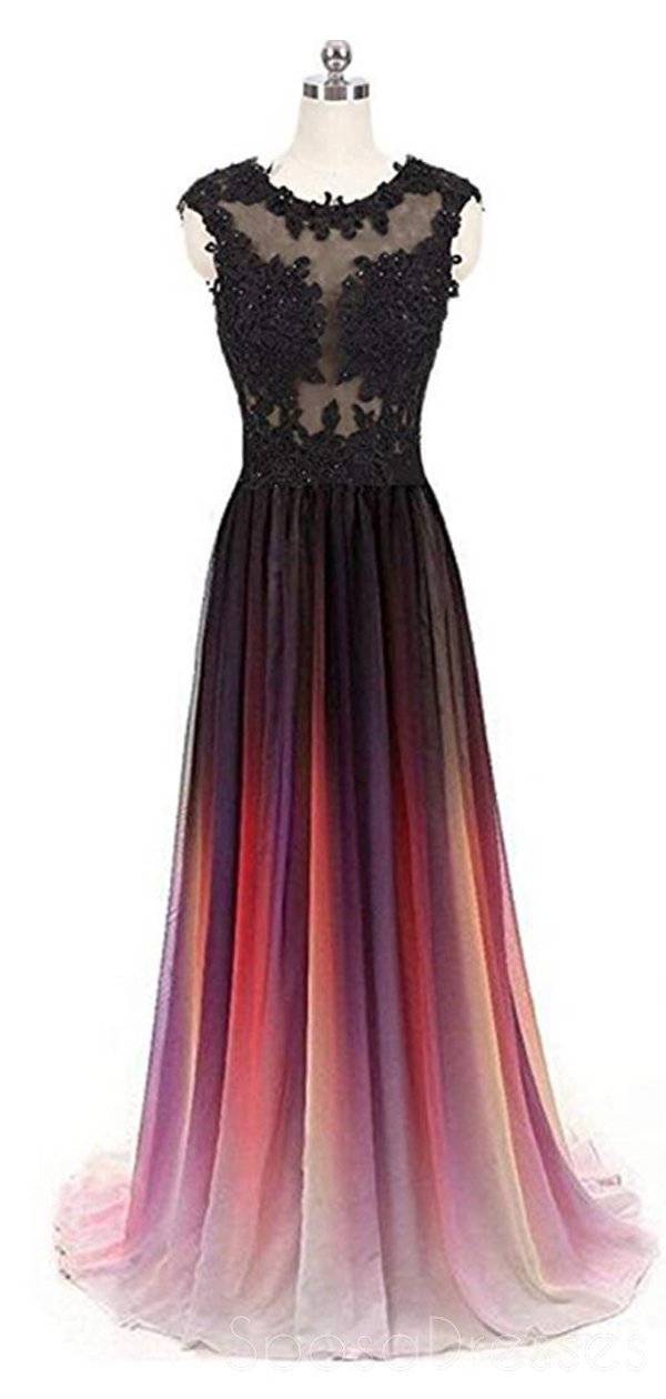 Elegant Cap Sleeve See-Through Chiffon Ombre Long Evening Prom Dress for Sweet 16 & Formal Events - Perfect for Homecoming, Quinceañera & Special Occasions